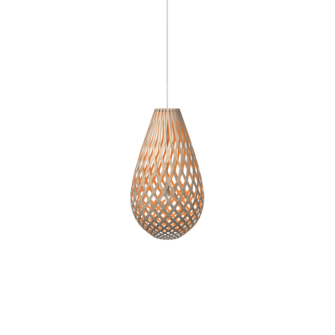 Kōura Pendant Light: Extra Small + Bamboo + Orange + White