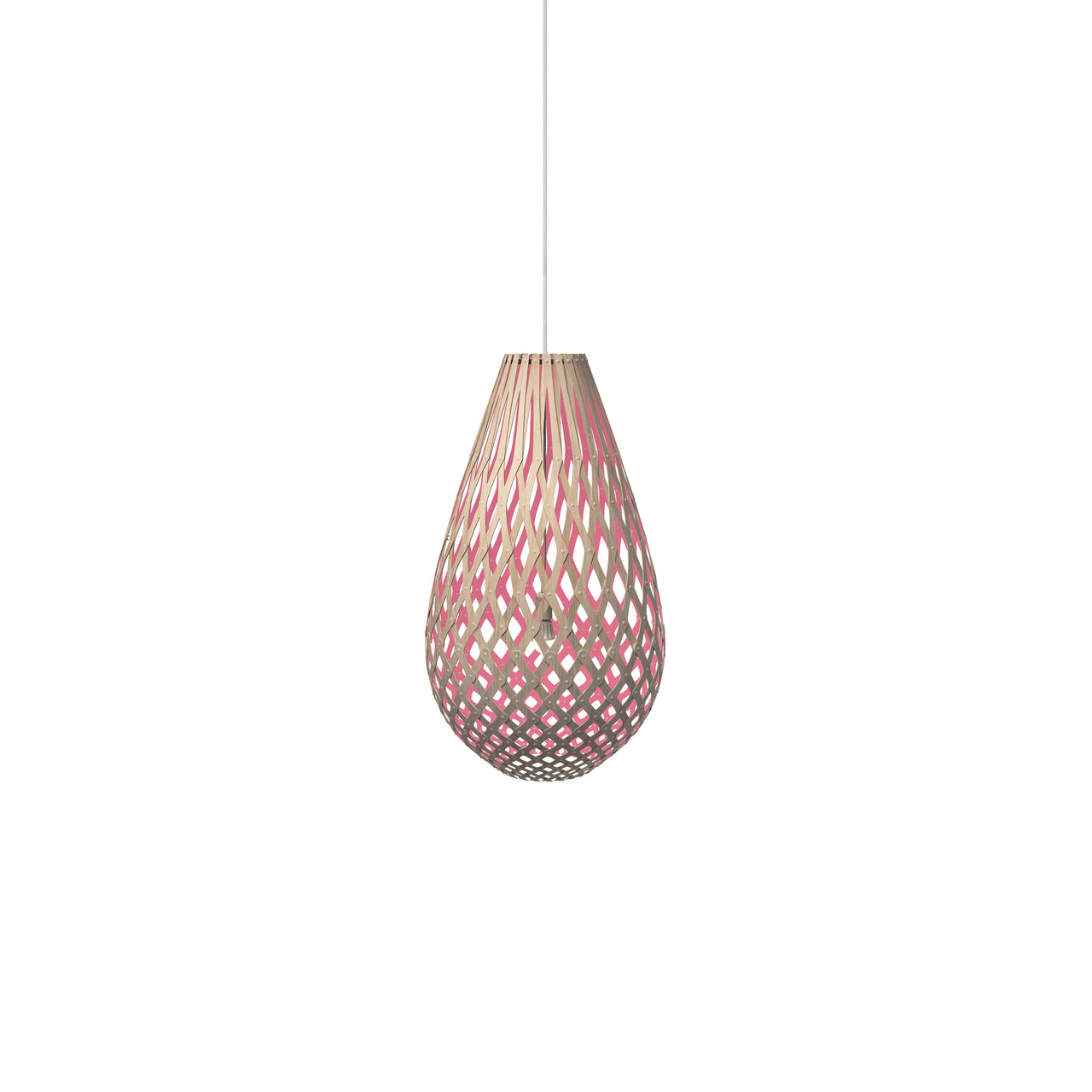 Kōura Pendant Light: Extra Small + Bamboo + Pink + White