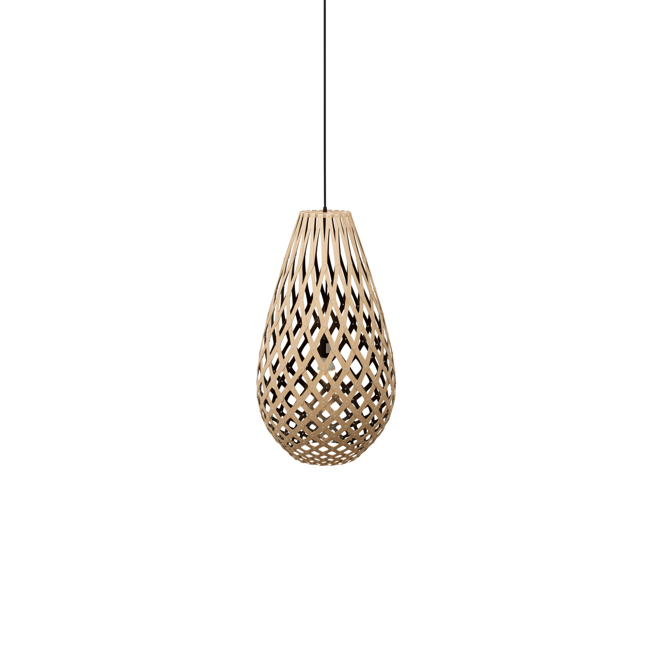 Kōura Pendant Light: Extra Small + Bamboo + Black + Black