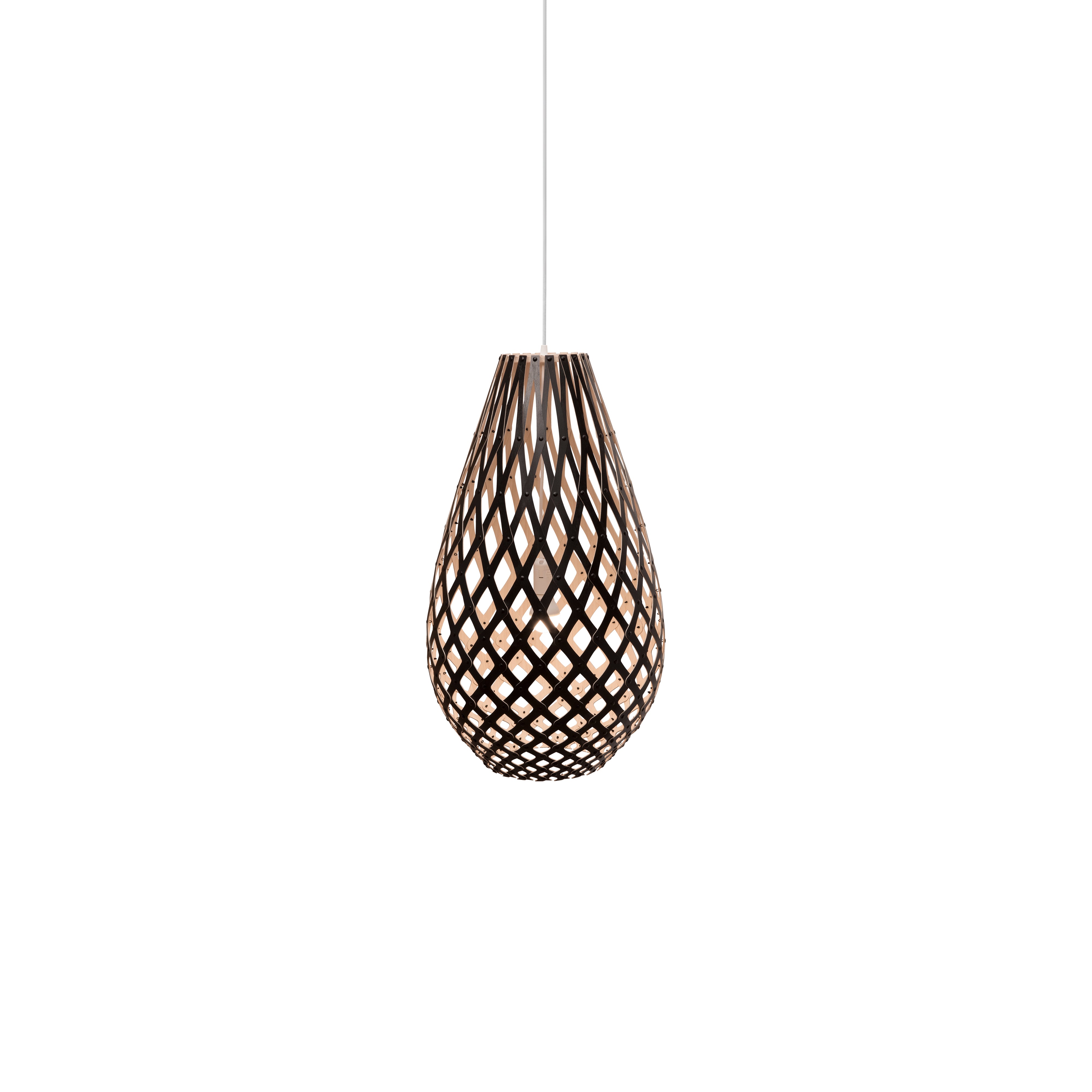 Kōura Pendant Light: Extra Small + Black + Bamboo + White