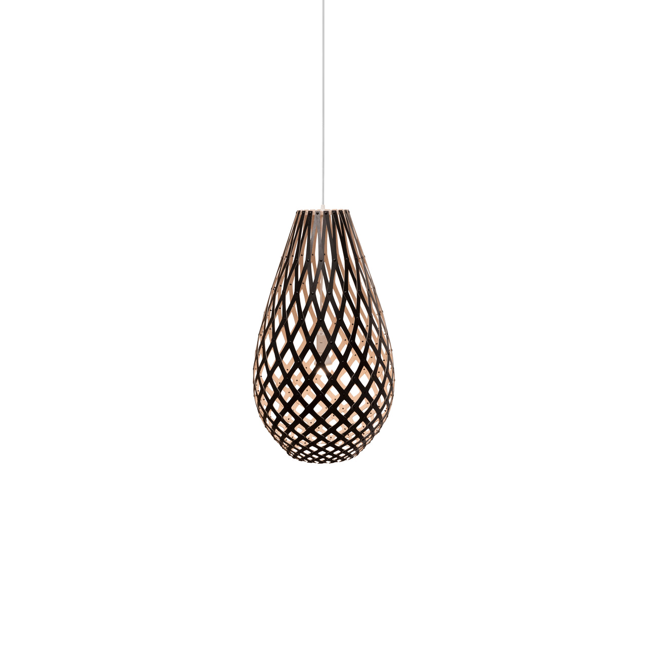 Kōura Pendant Light: Extra Small + Black + Bamboo + White