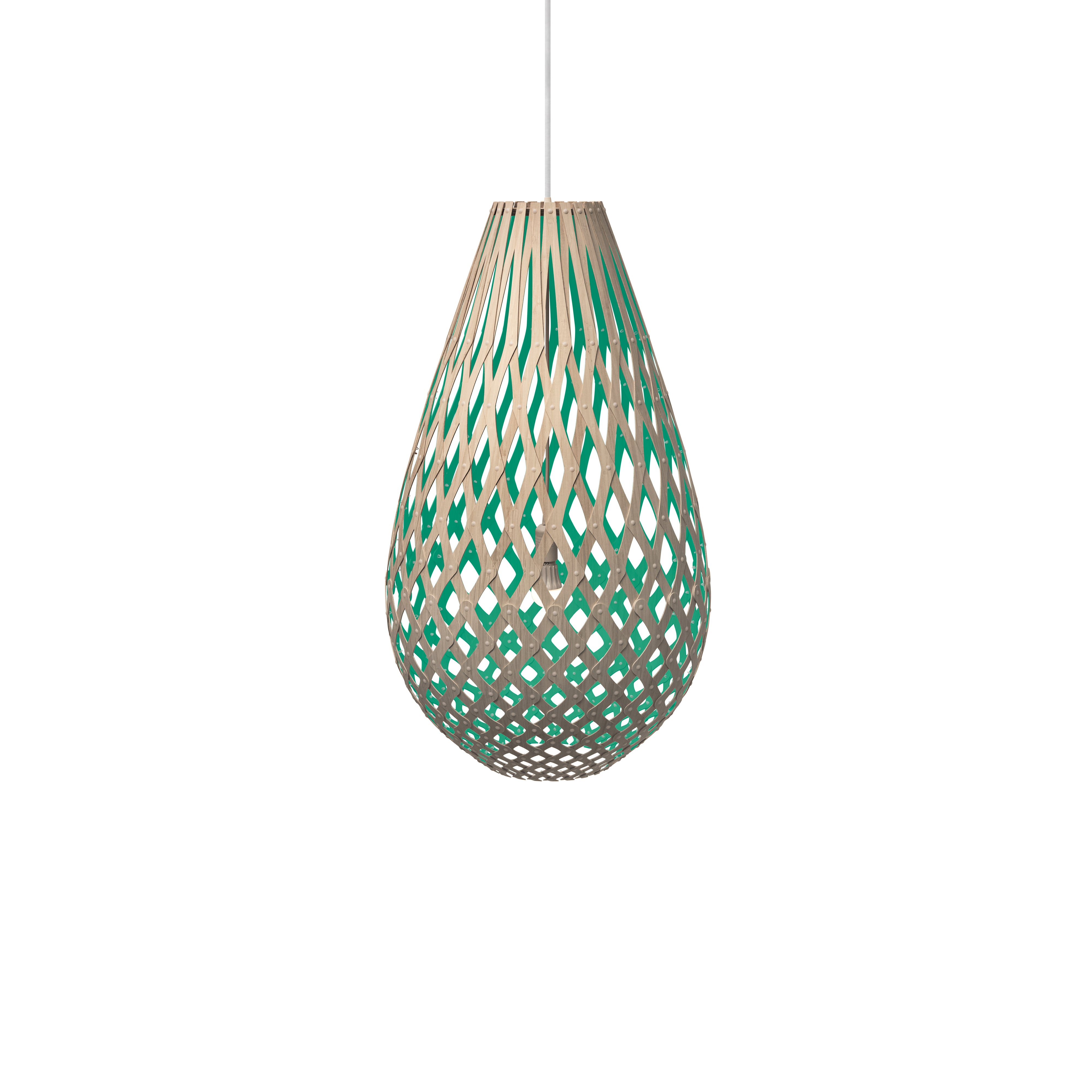 Kōura Pendant Light: Large + Bamboo + Aqua + White