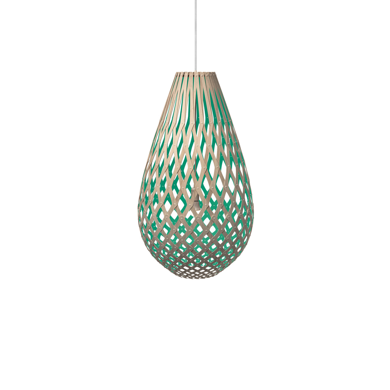Kōura Pendant Light: Large + Bamboo + Aqua + White