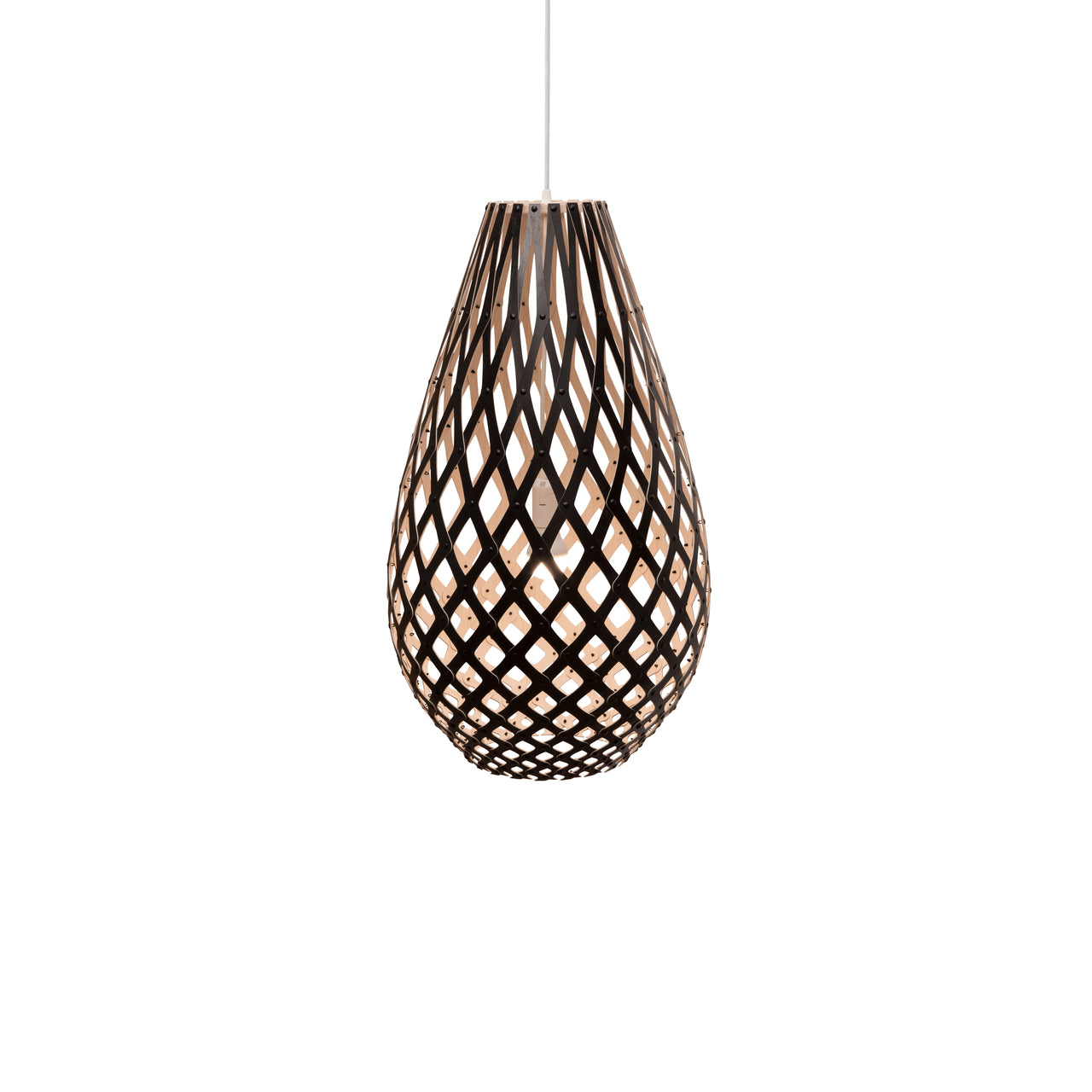 Kōura Pendant Light: Large + Black + Bamboo + White