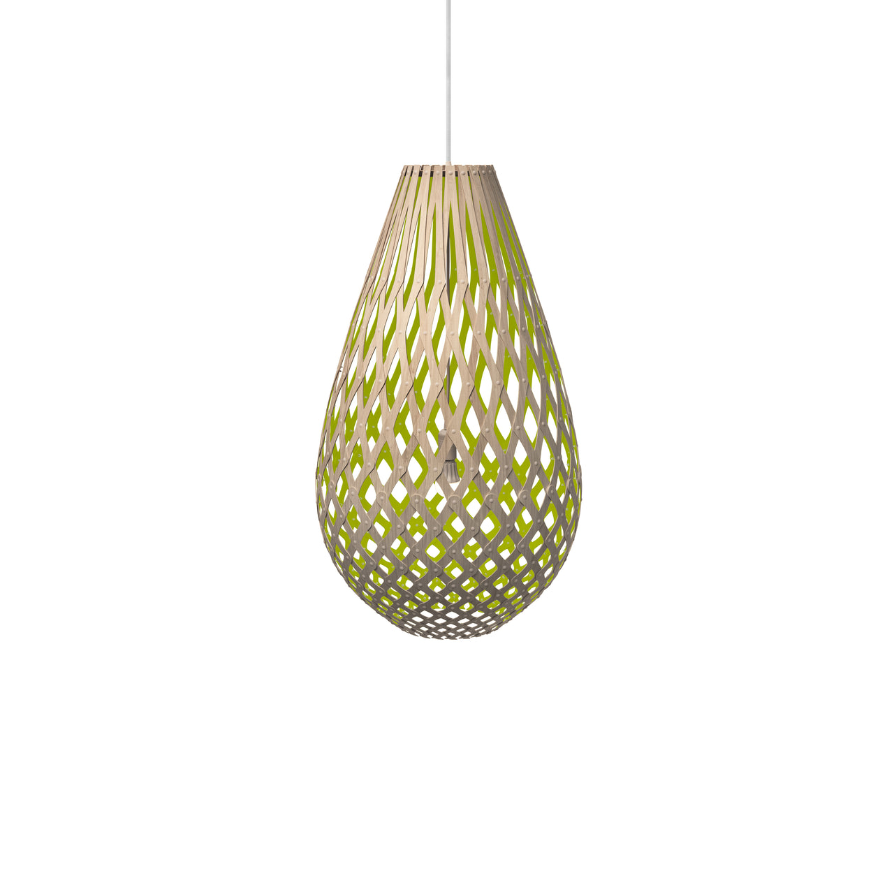 Kōura Pendant Light: Large + Bamboo + Lime + White