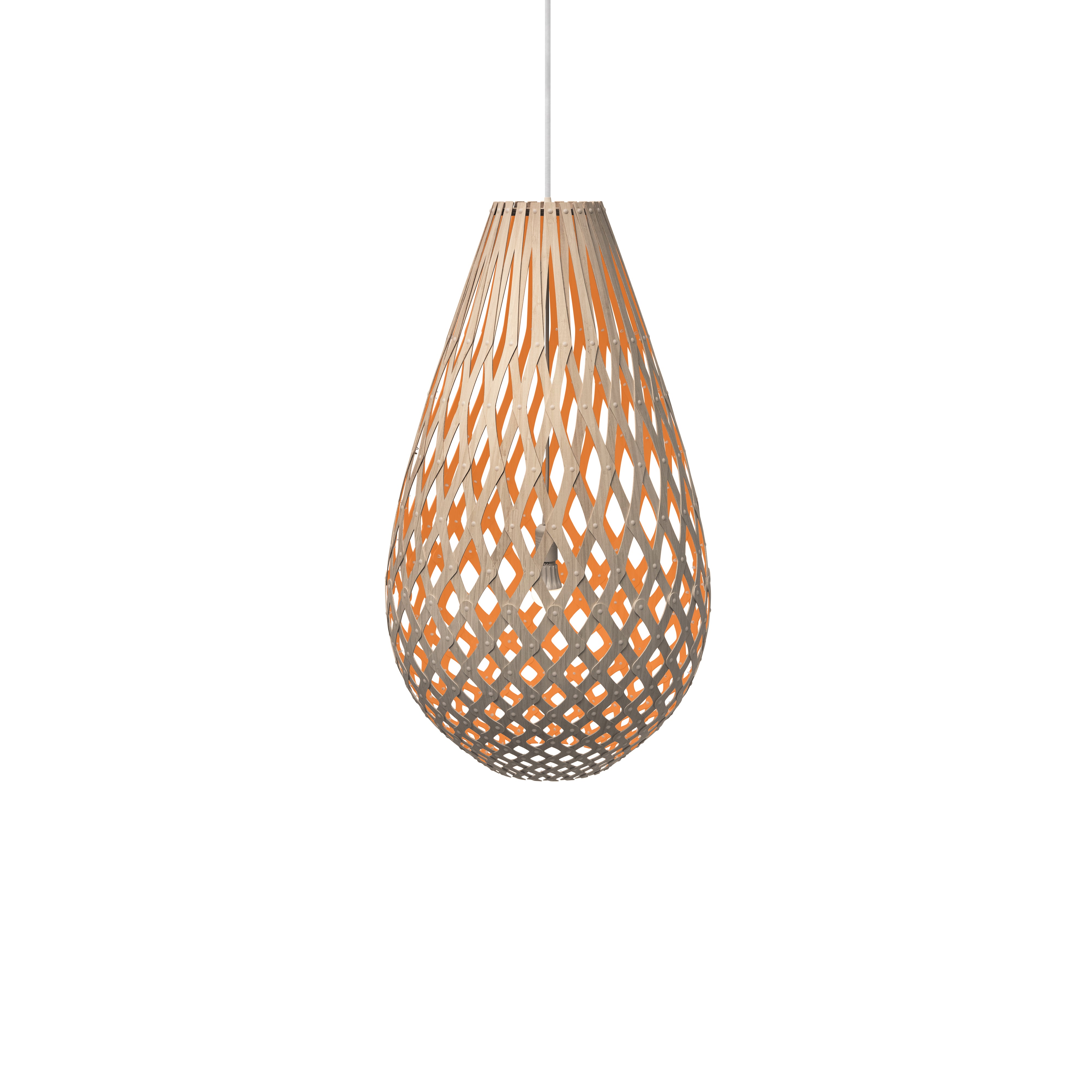Kōura Pendant Light: Large + Bamboo + Orange + White