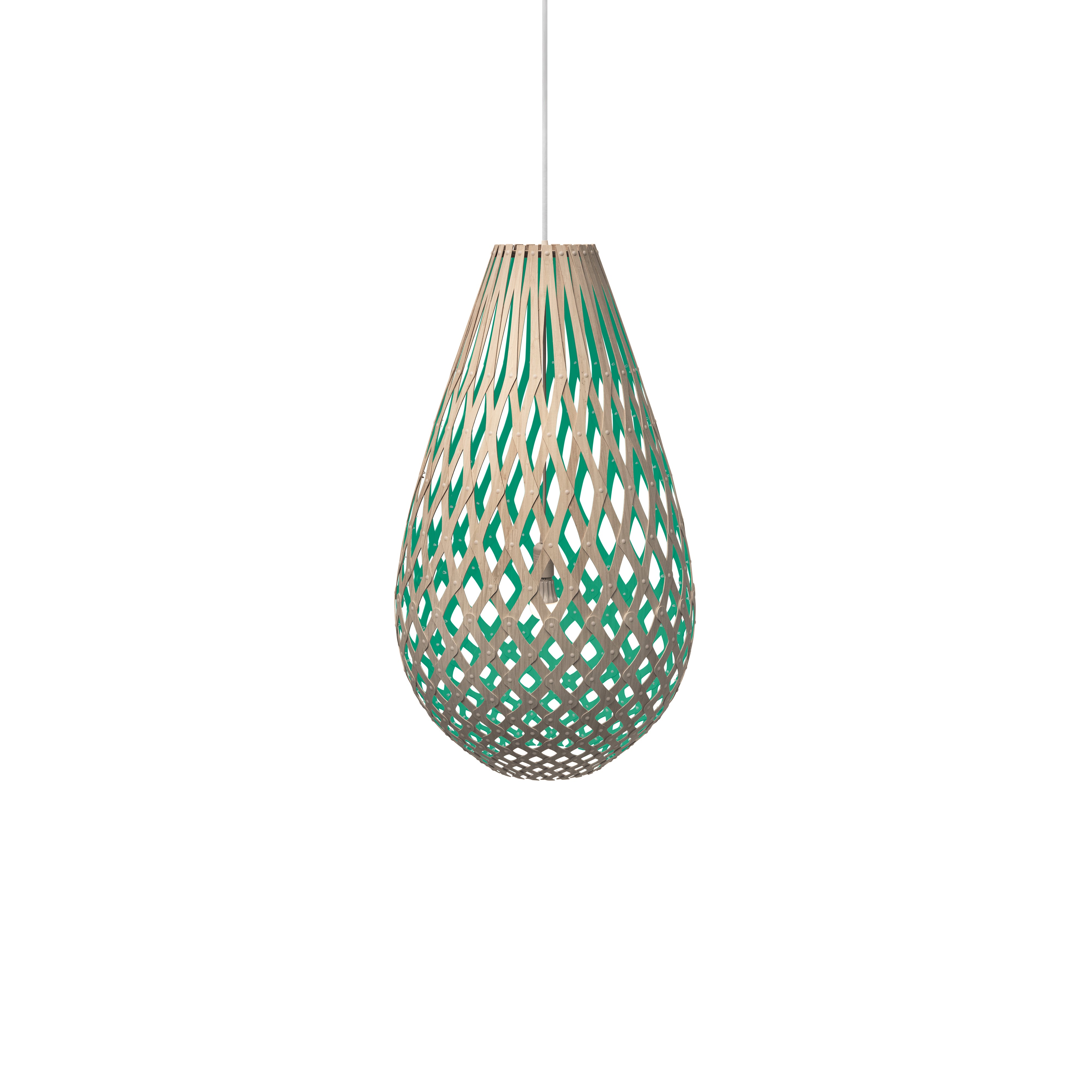 Kōura Pendant Light: Medium + Bamboo + Aqua + White