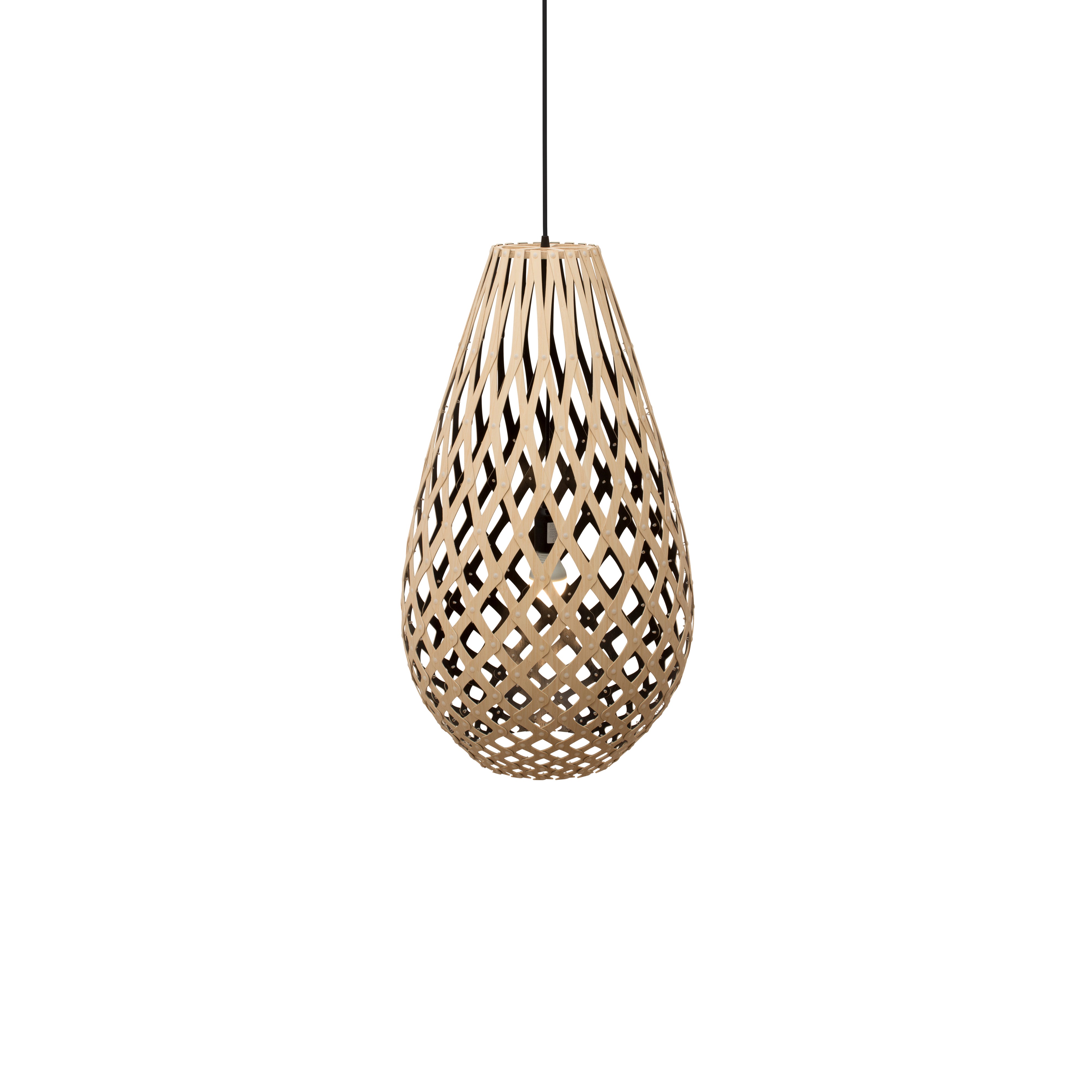 Kōura Pendant Light: Medium + Bamboo + Black + Black