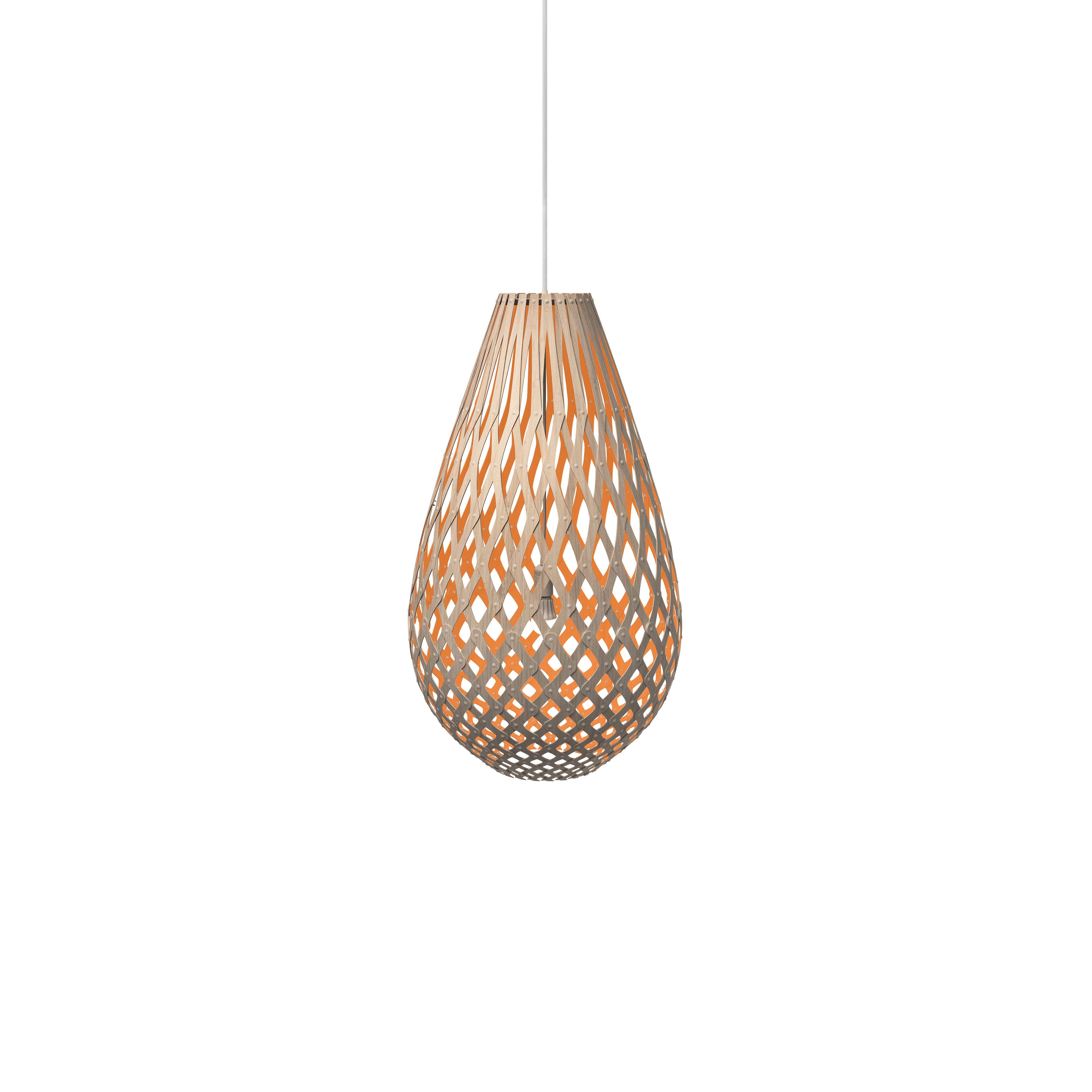 Kōura Pendant Light: Small + Bamboo + Orange + White