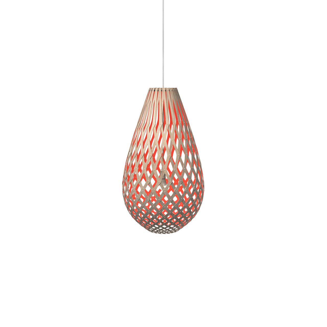 Kōura Pendant Light: Small + Bamboo + Red + White