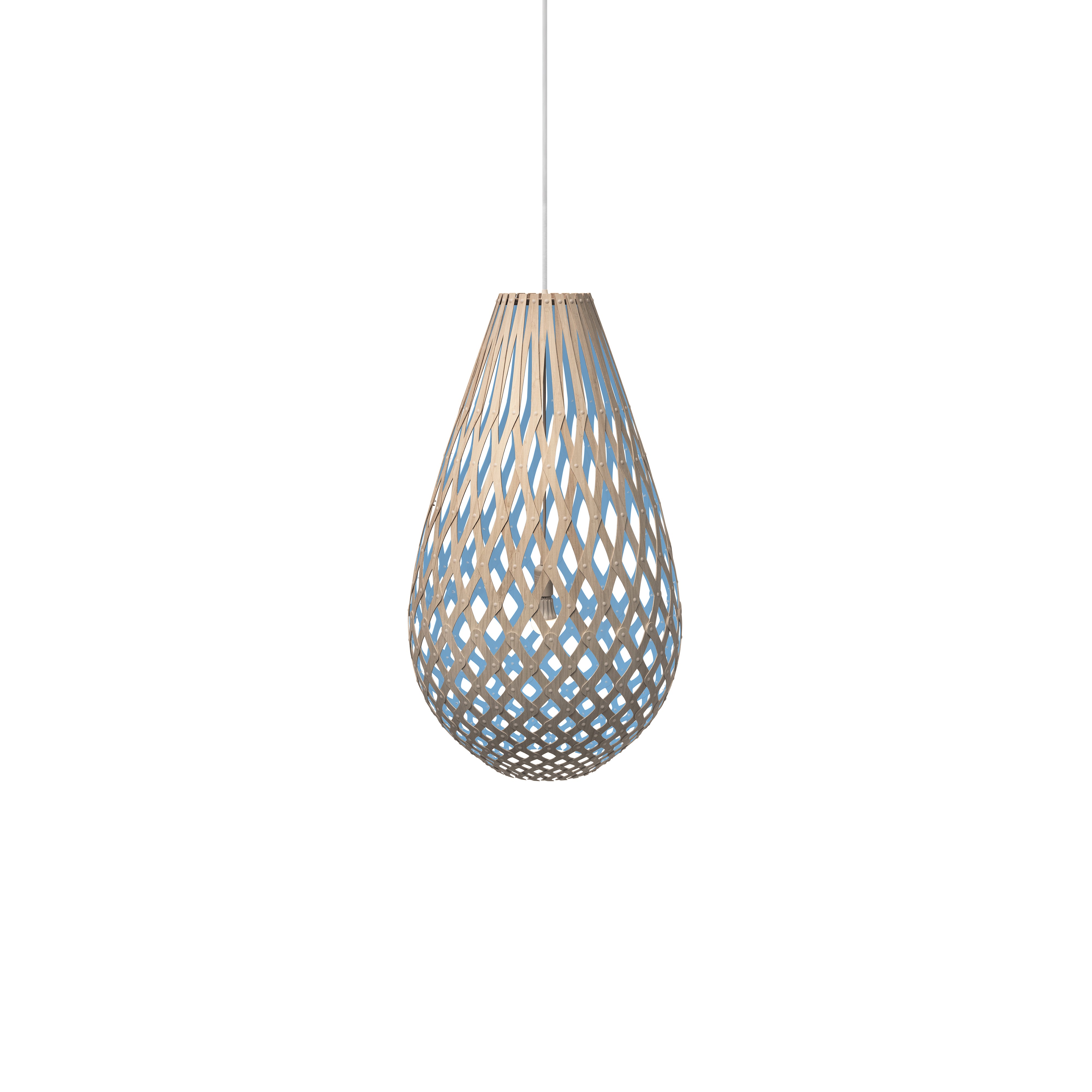 Kōura Pendant Light: Small + Bamboo + Blue + White