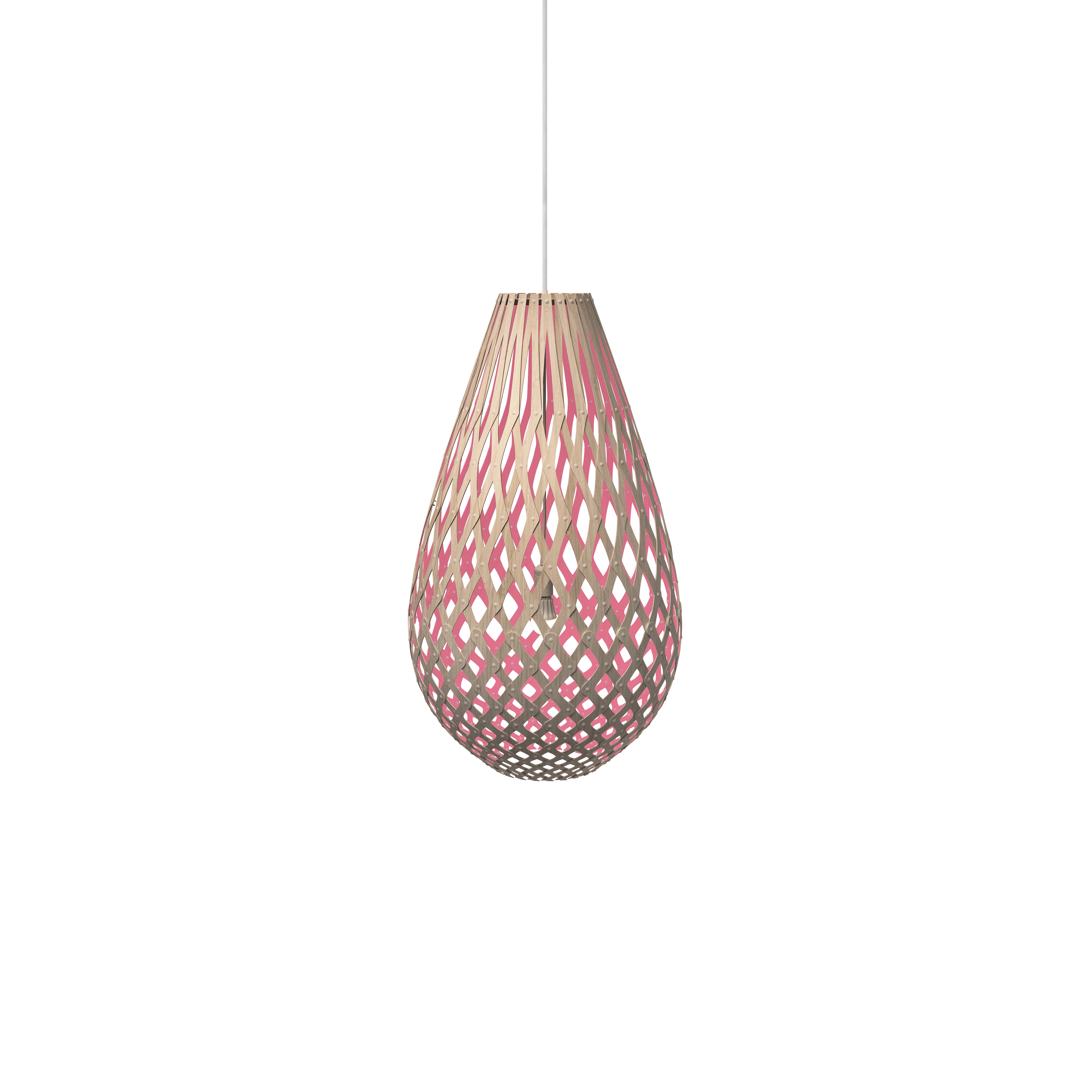 Kōura Pendant Light: Small + Bamboo + Pink + White