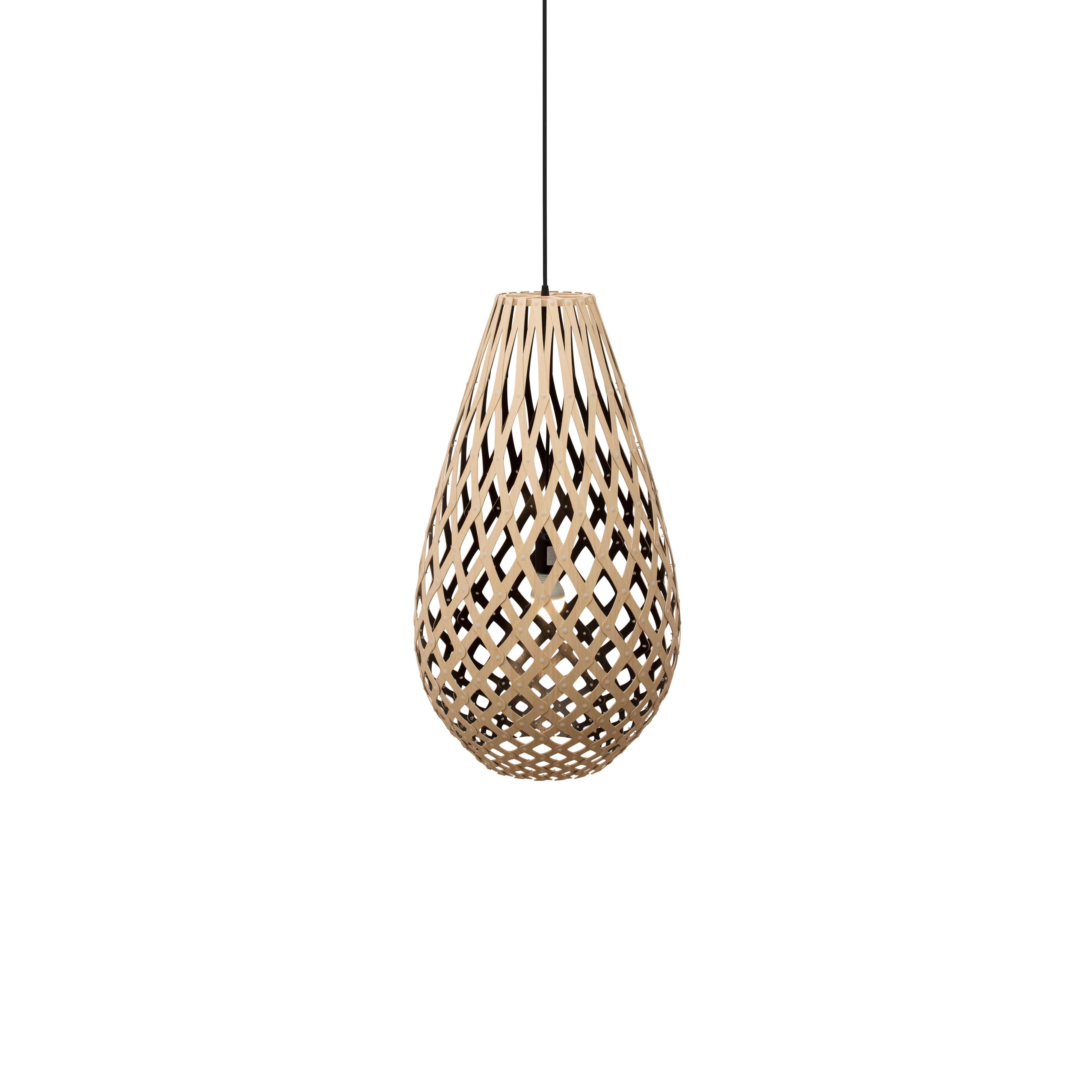 Kōura Pendant Light: Small + Bamboo + Black + Black