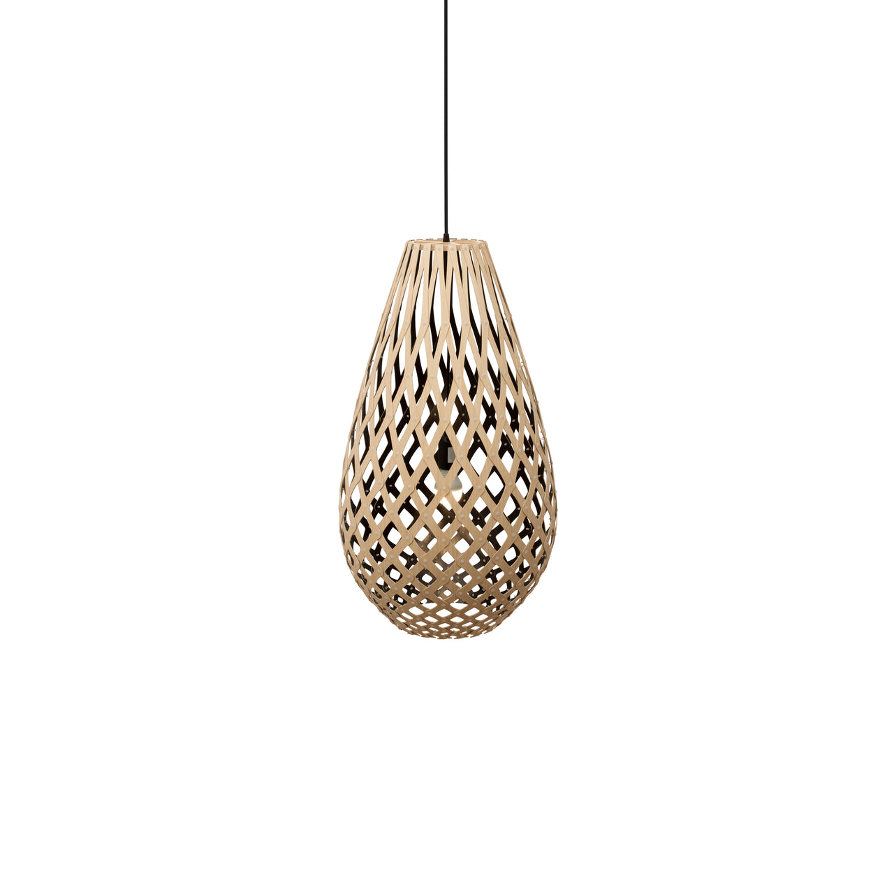 Kōura Pendant Light: Small + Bamboo + Black + Black