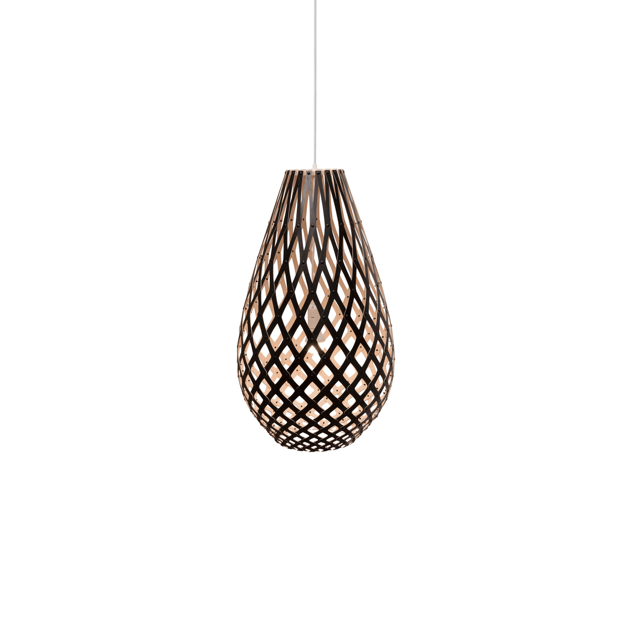 Kōura Pendant Light: Small + Bamboo + Black + White