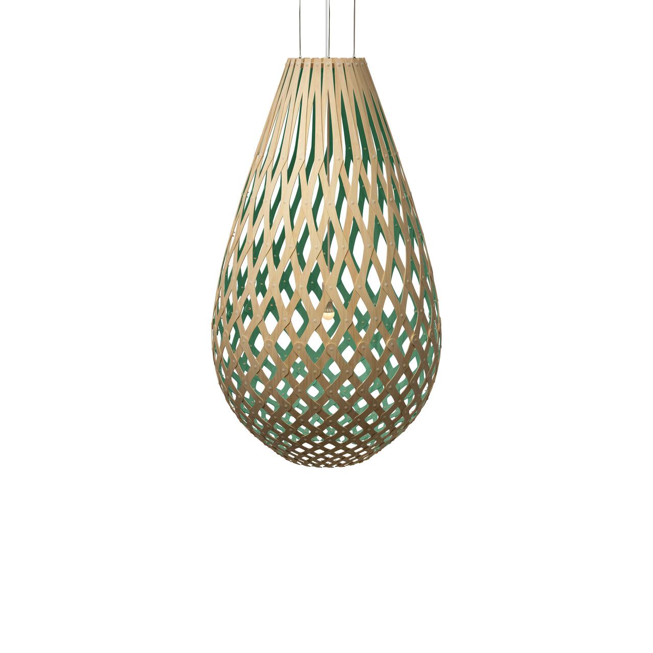Kōura Pendant Light: XX Large + Bamboo + Aqua + White