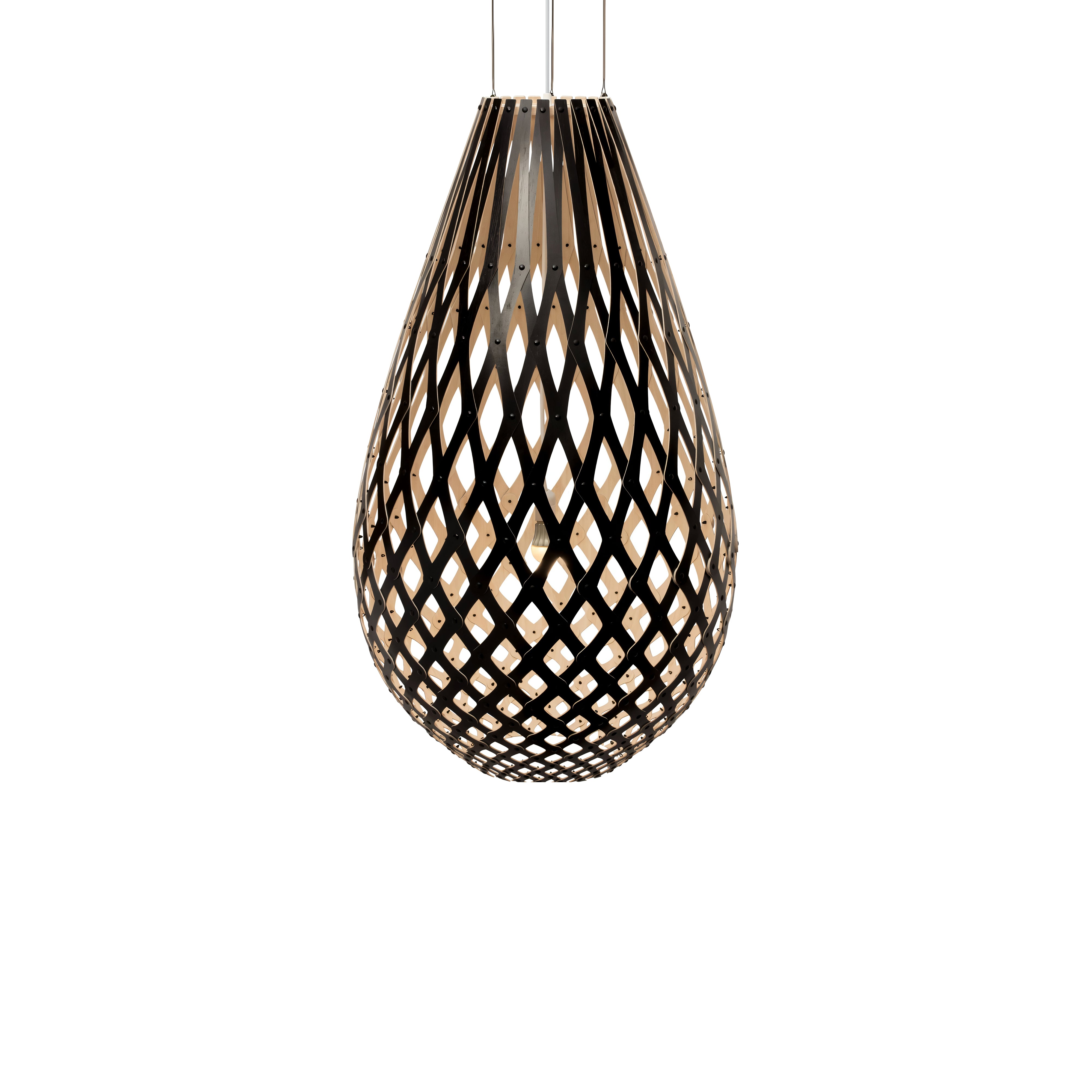 Kōura Pendant Light: XX Large + Black + Bamboo + White