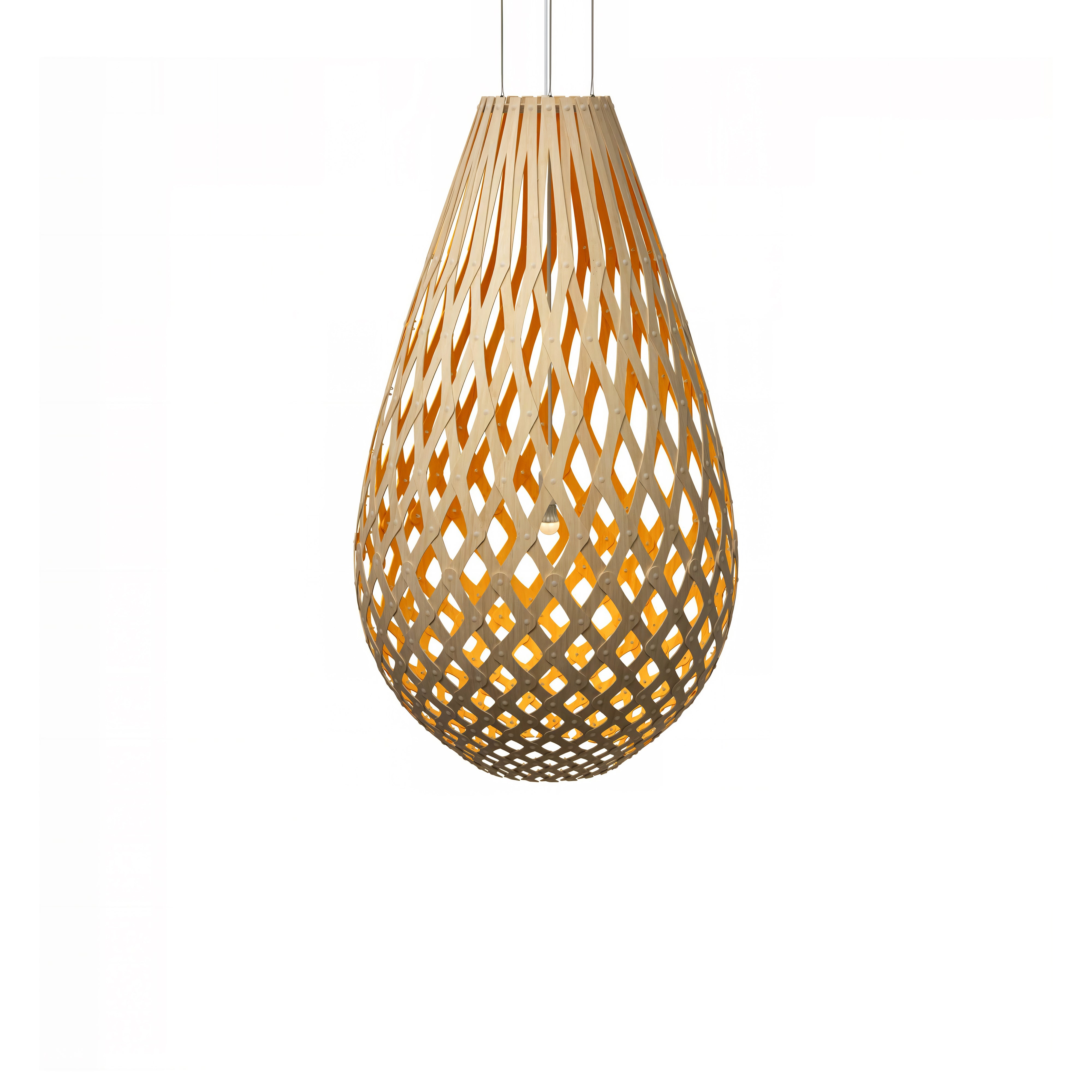 Kōura Pendant Light: XX Large + Bamboo + Orange + White