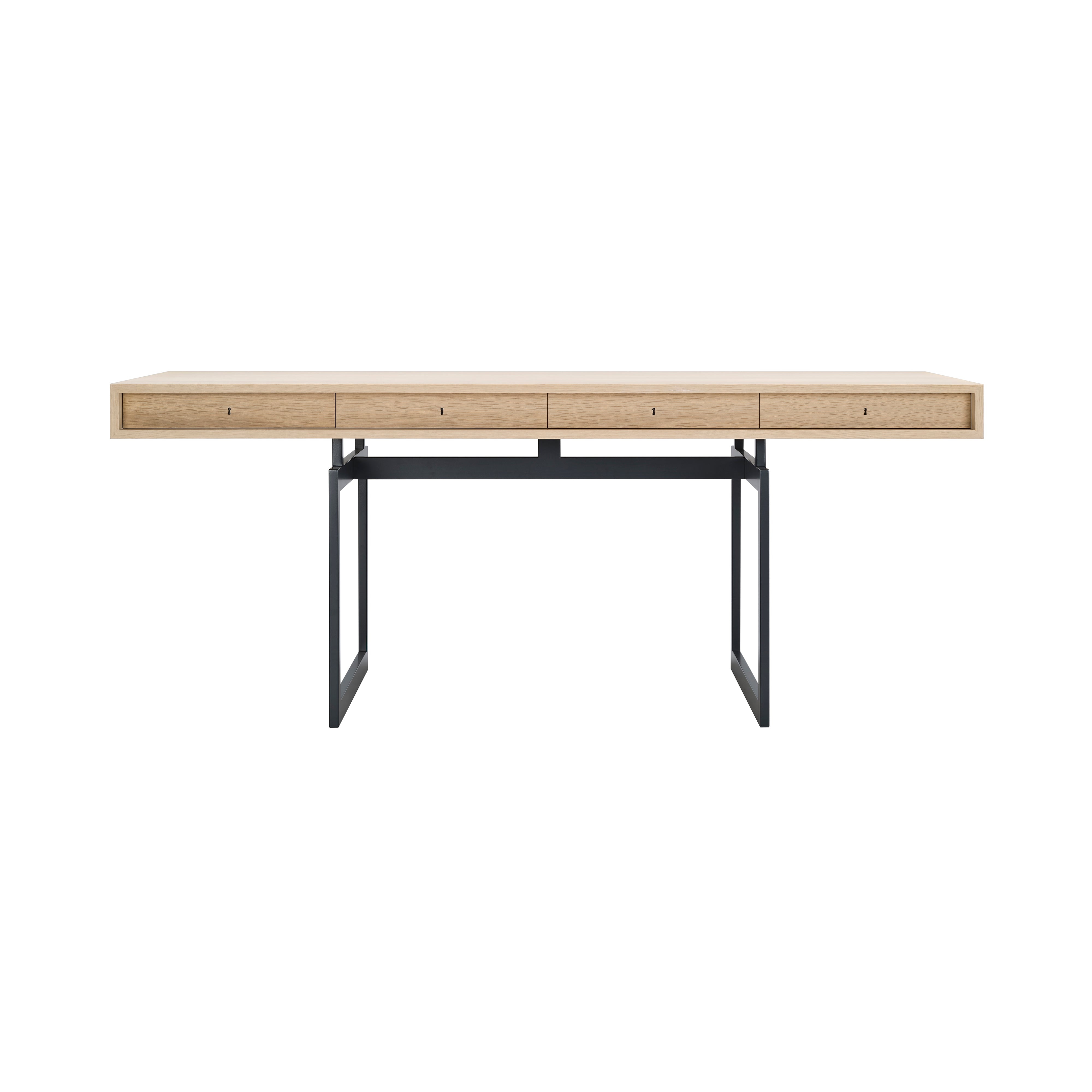 Office Desk: White Lacquered Oak + Grey