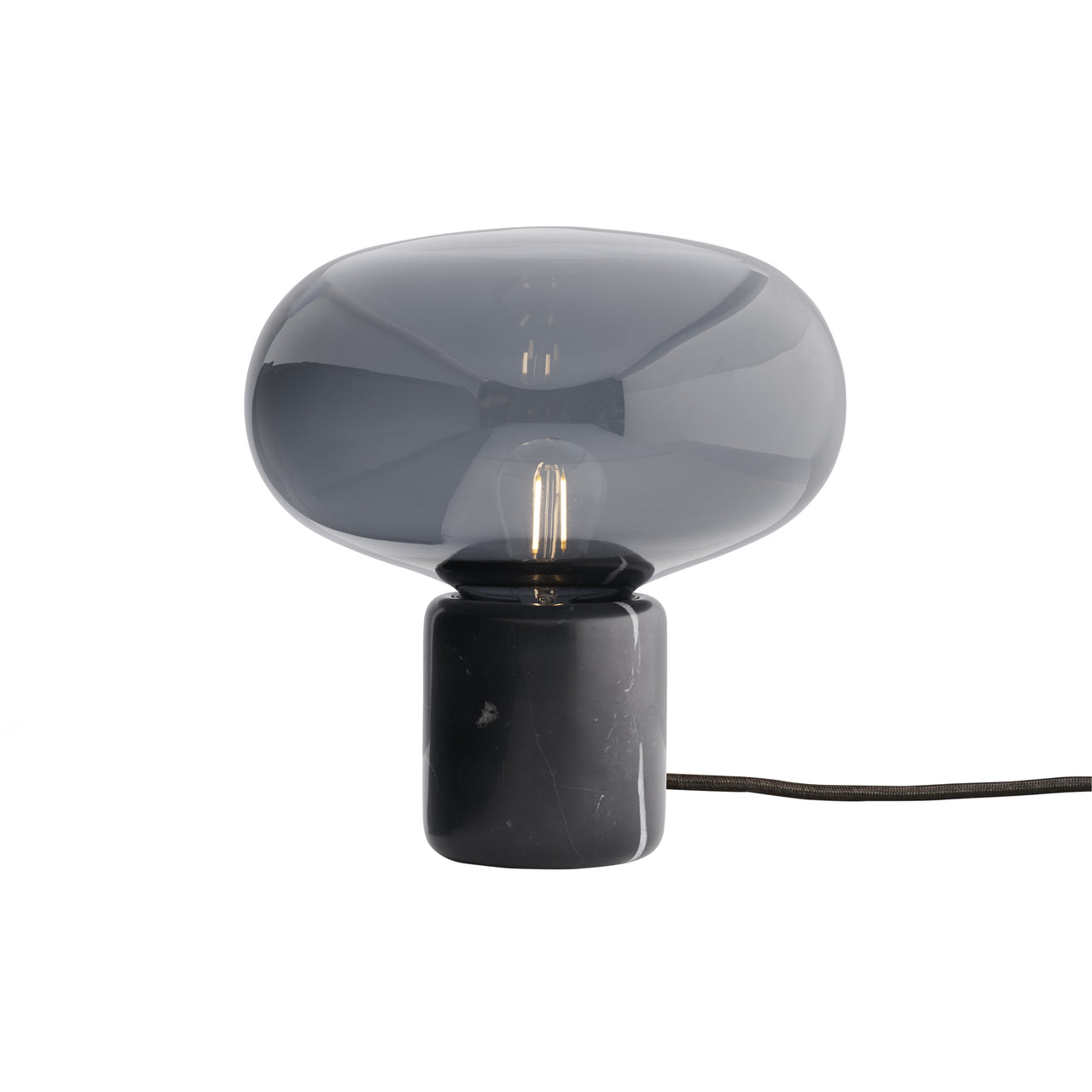 Karl-Johan Table Lamp: Black Marquina Marble + Smoked Glass