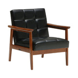 K chair 1 seater: Walnut + Vinyl Leather (Standard Black)