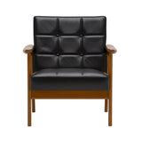 K chair 1 seater: Vintage teak + Leather (coal Black)
