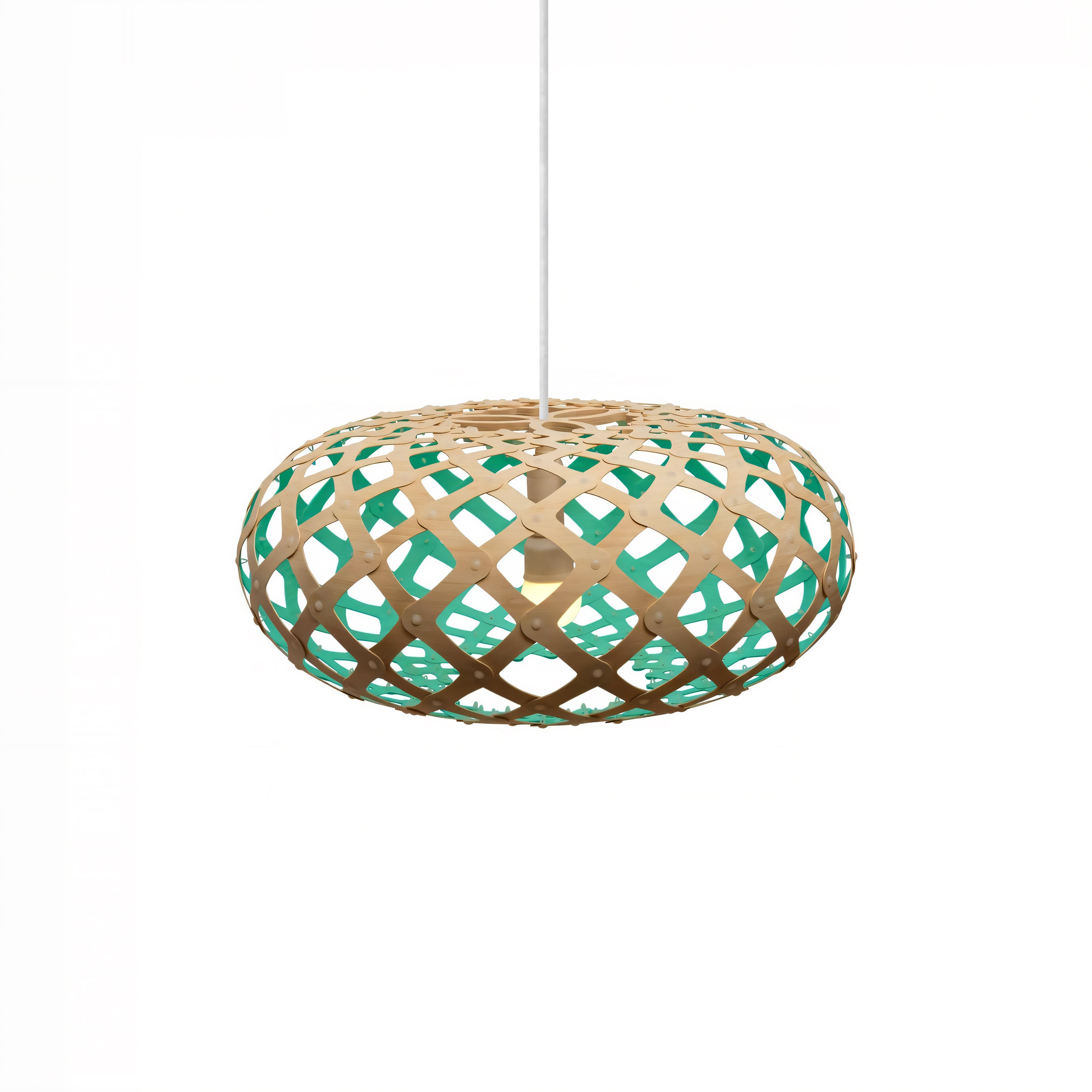 Kina Pendant Light: Extra Small + Bamboo + Aqua + White