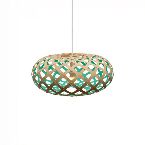 Kina Pendant Light: Extra Small + Bamboo + Aqua + White