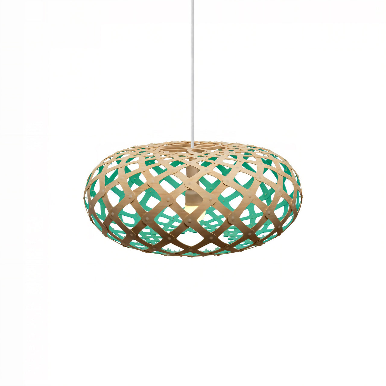 Kina Pendant Light: Extra Small + Bamboo + Aqua + White