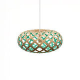 Kina Pendant Light: Extra Small + Bamboo + Aqua + White