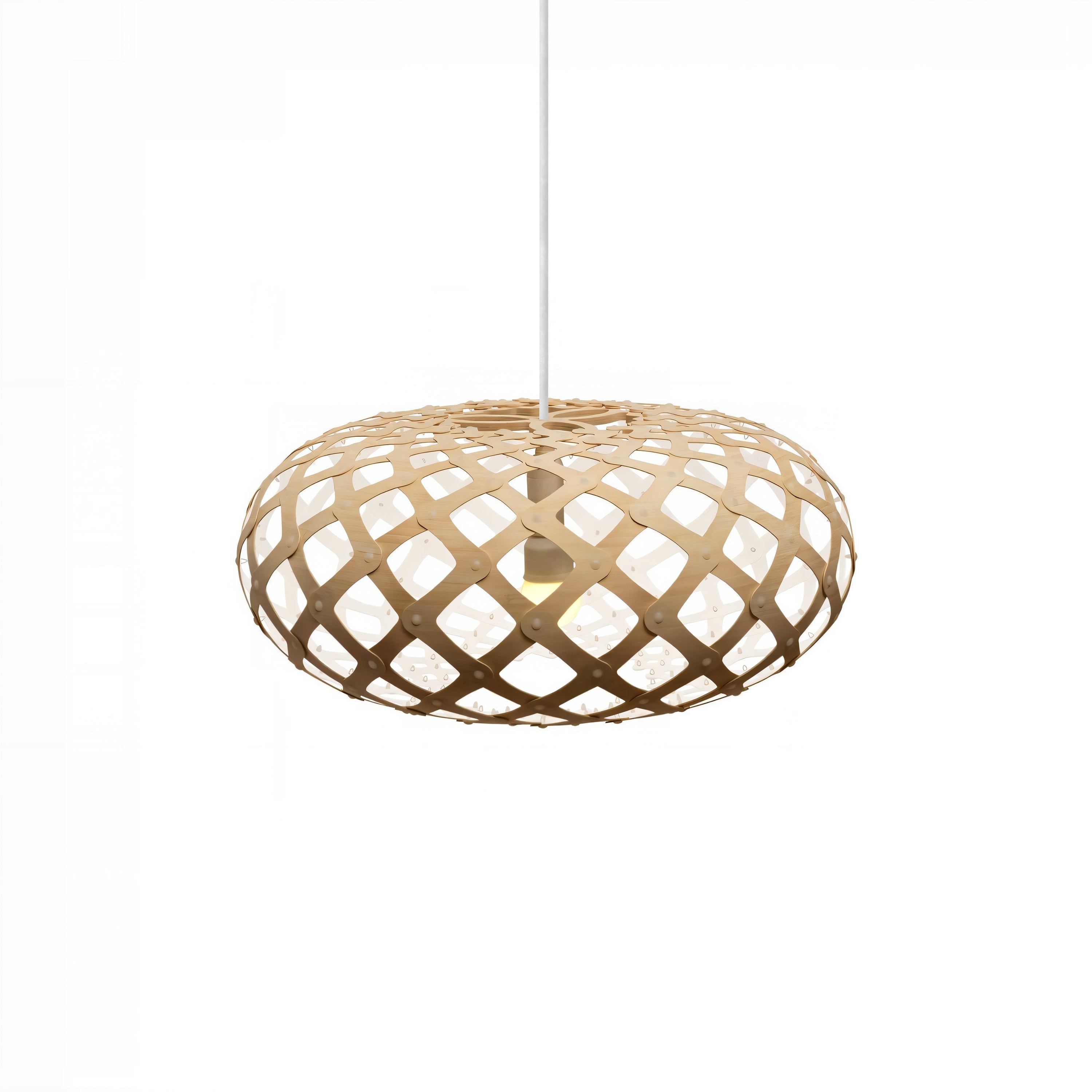Kina Pendant Light: Extra Small + Bamboo + White + White