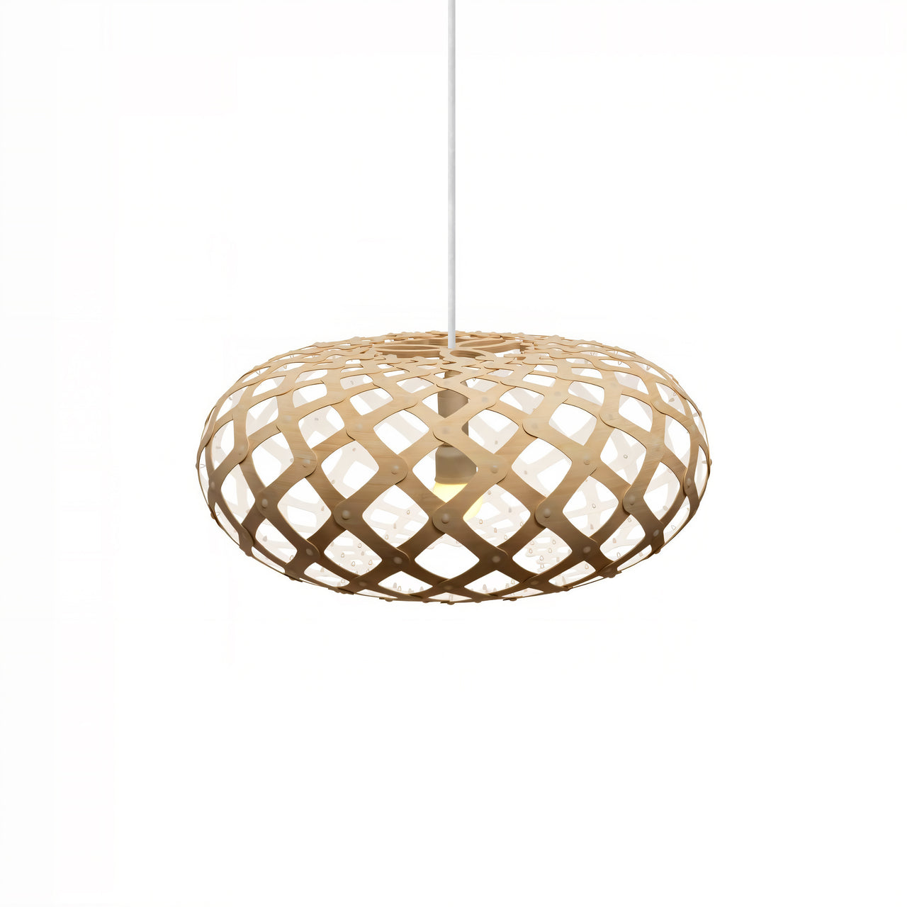 Kina Pendant Light: Extra Small + Bamboo + White + White
