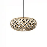 Kina Pendant Light: Extra Small + Bamboo + Black + Black