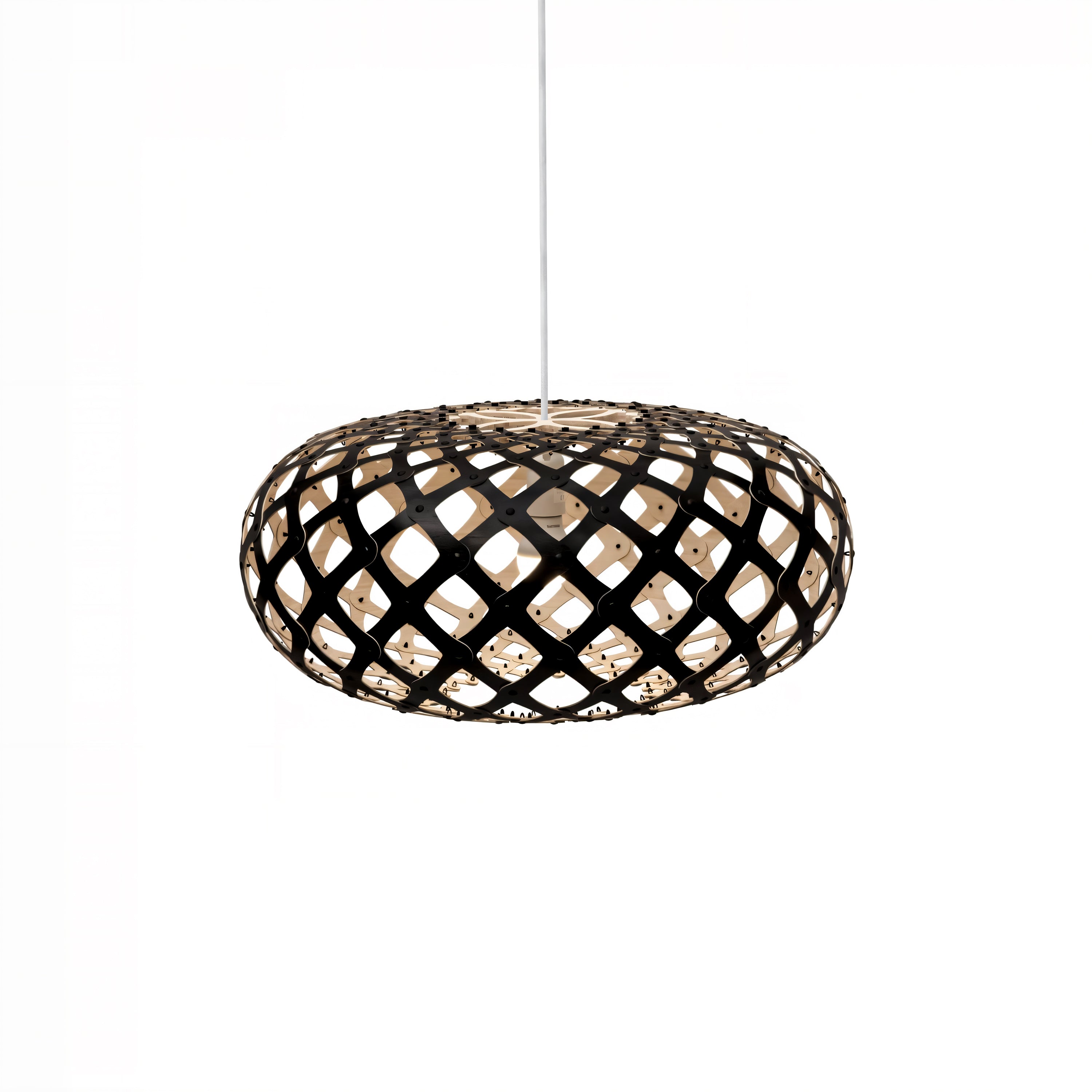 Kina Pendant Light: Extra Small + Black + Bamboo + White