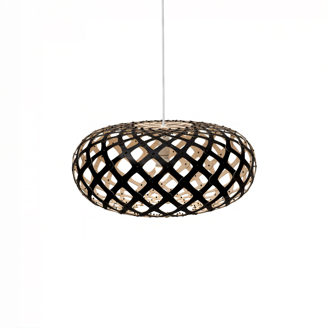 Kina Pendant Light: Extra Small + Black + Bamboo + White