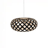 Kina Pendant Light: Extra Small + Black + Bamboo + White