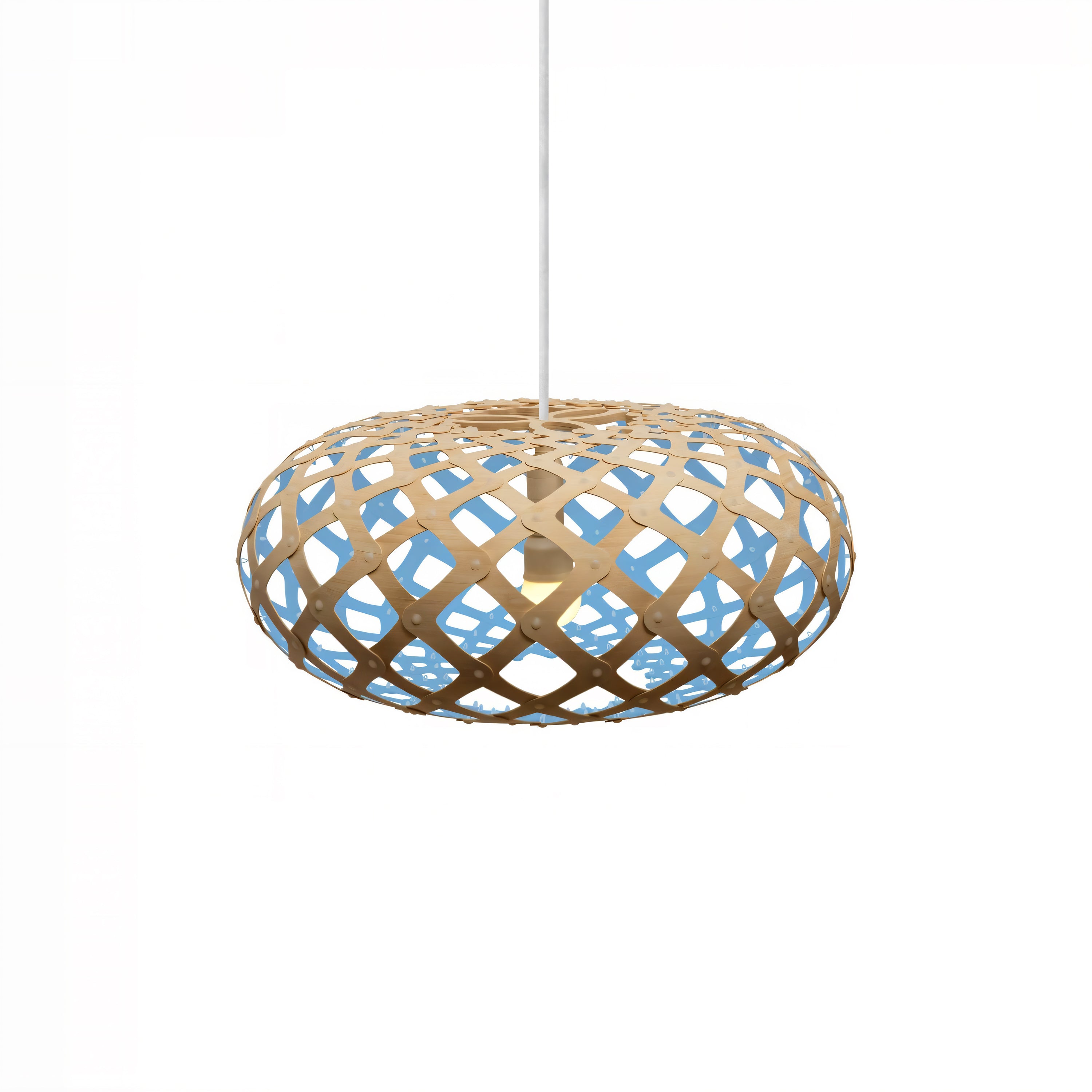 Kina Pendant Light: Extra Small + Bamboo + Blue + White