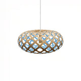 Kina Pendant Light: Extra Small + Bamboo + Blue + White