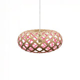 Kina Pendant Light: Extra Small + Bamboo + Pink + White