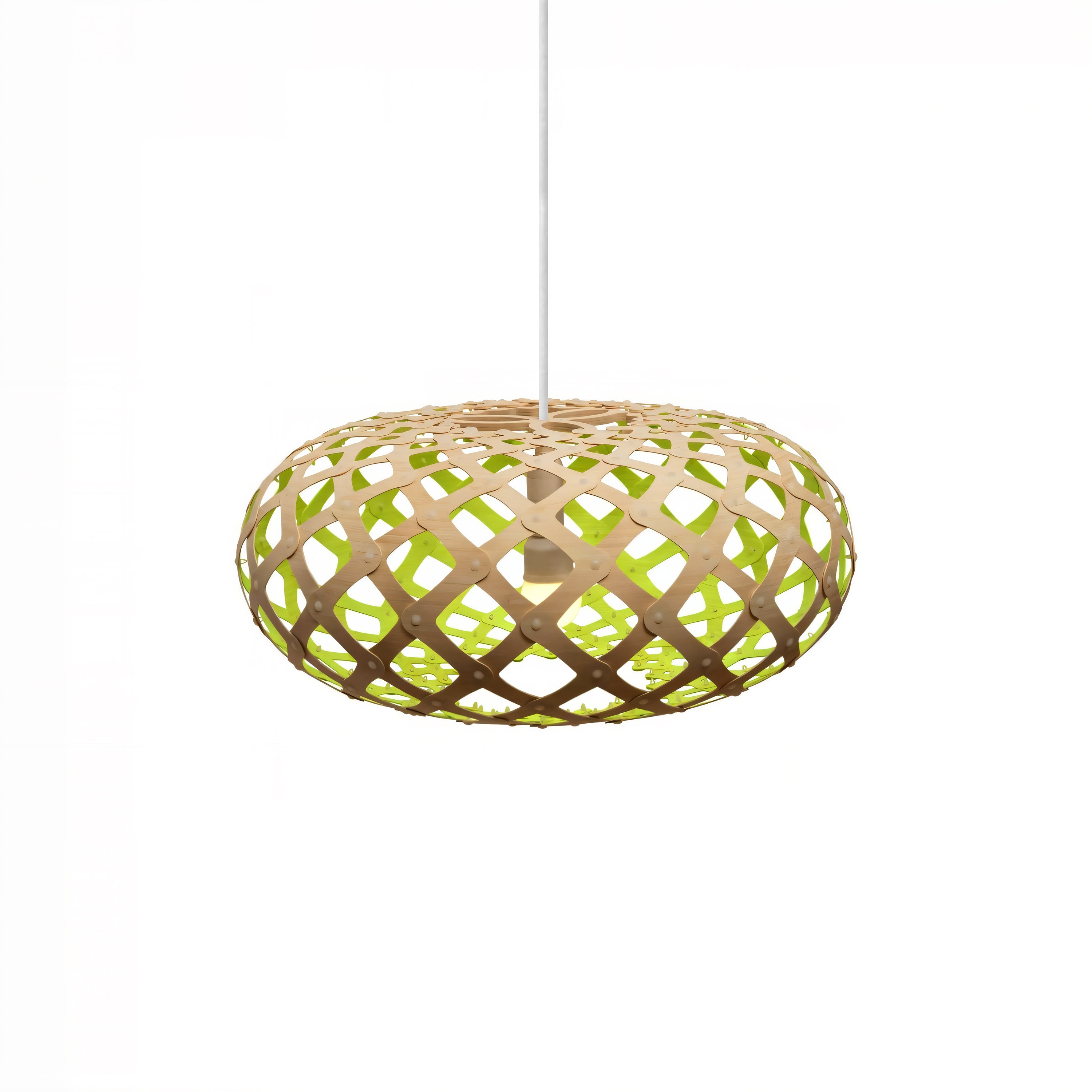 Kina Pendant Light: Extra Small + Bamboo + Lime + White