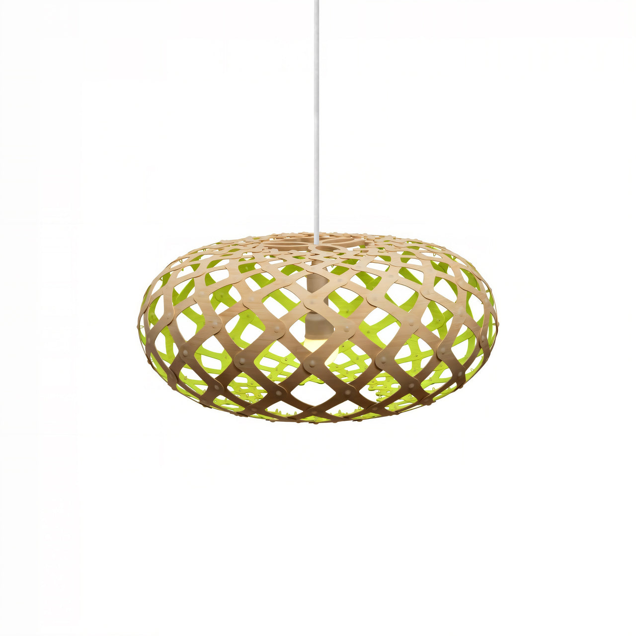 Kina Pendant Light: Extra Small + Bamboo + Lime + White
