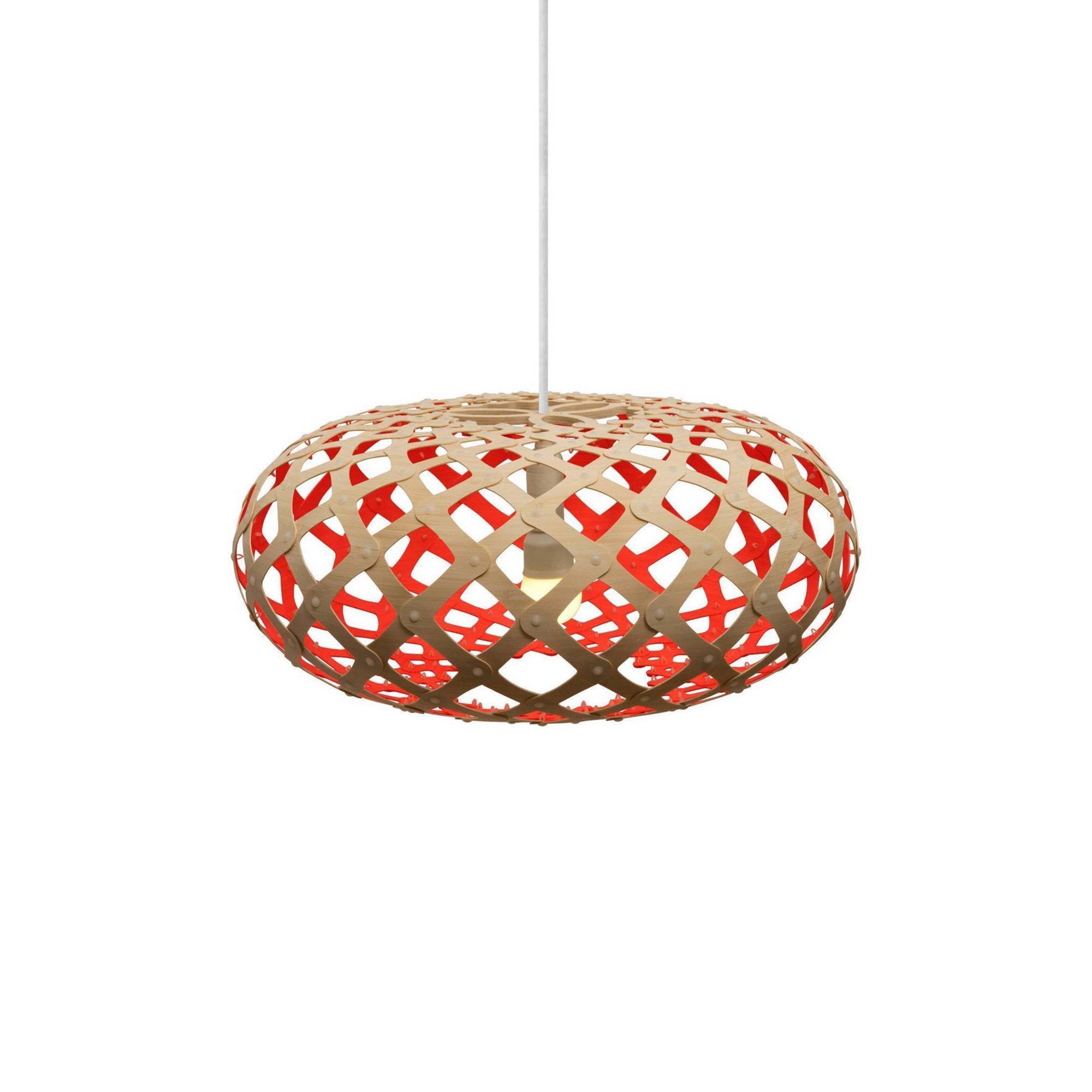 Kina Pendant Light: Small + Bamboo + Red + White