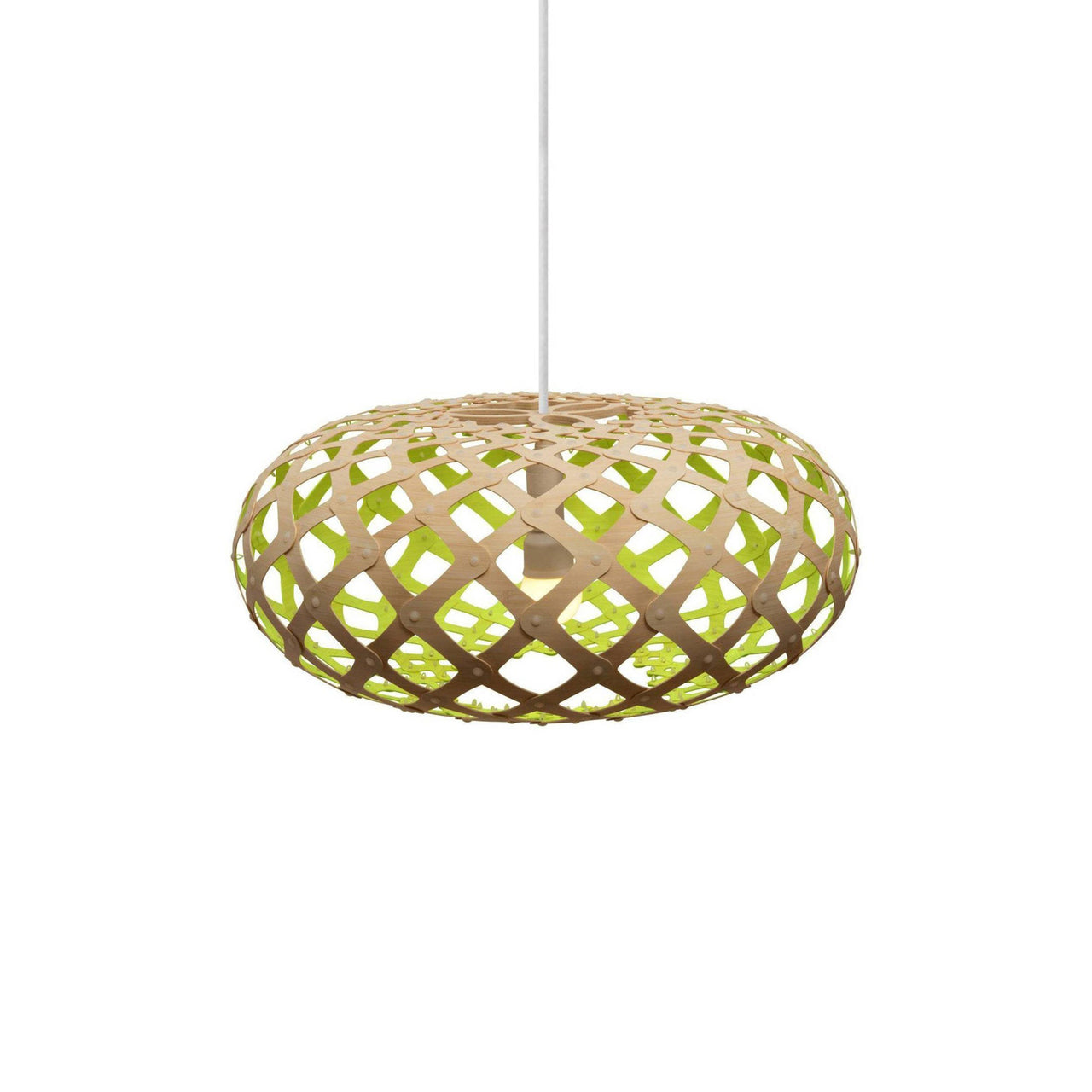 Kina Pendant Light: Small + Bamboo + Lime + White