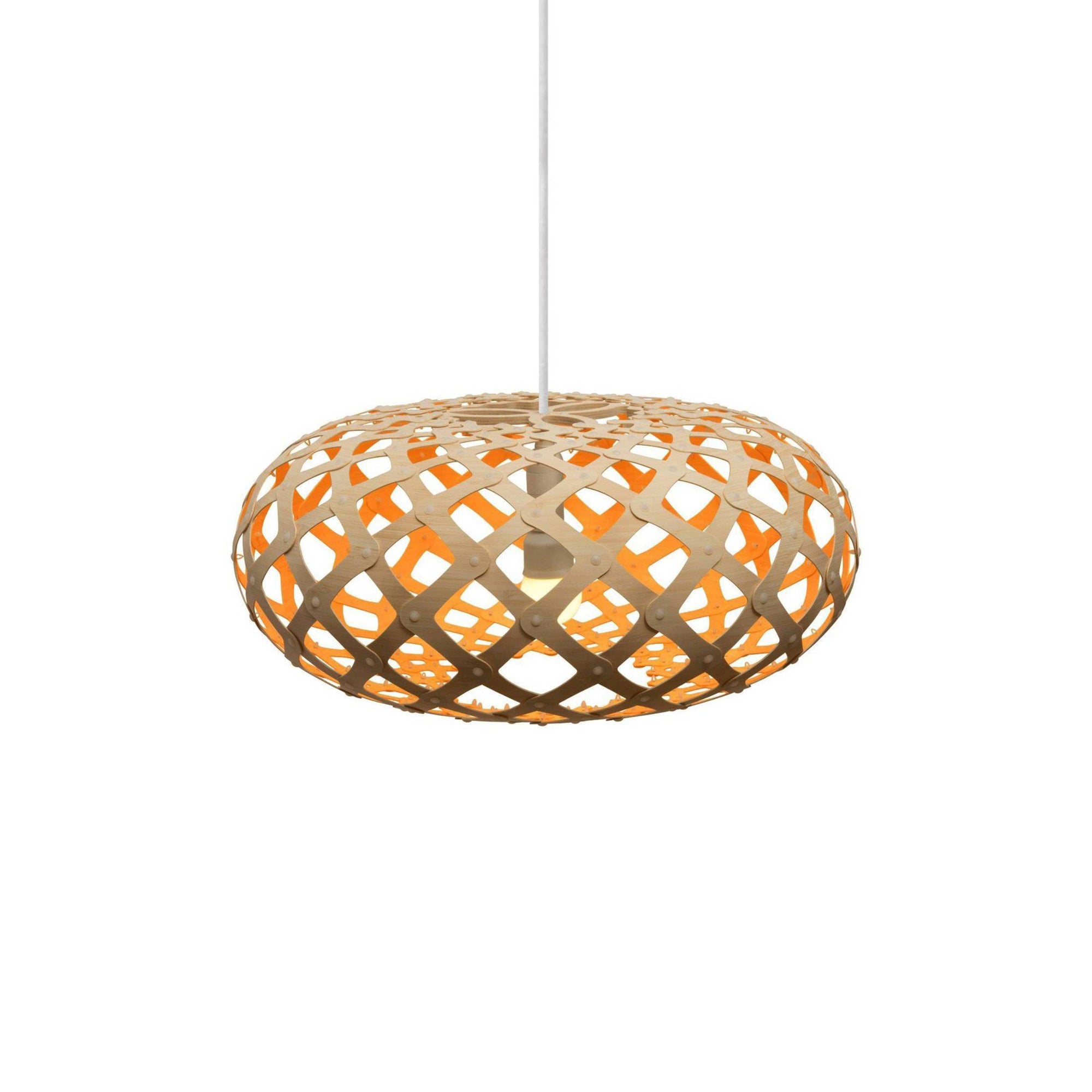 Kina Pendant Light: Small + Bamboo + Orange + White