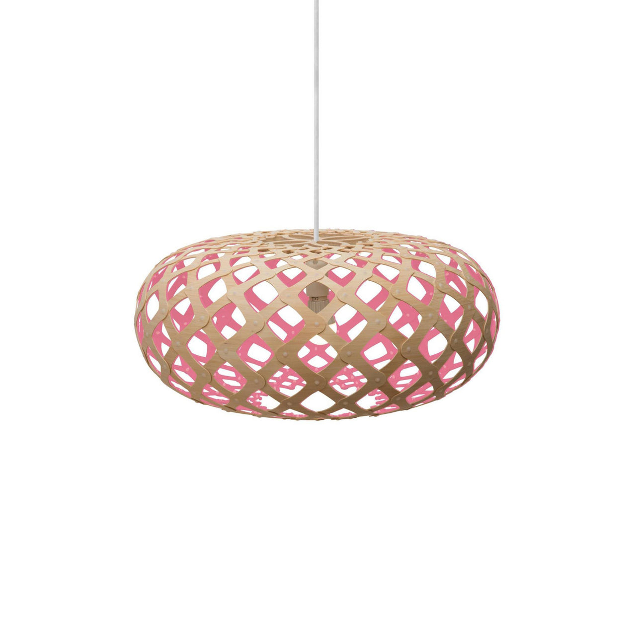 Kina Pendant Light: Small + Bamboo + Pink + White