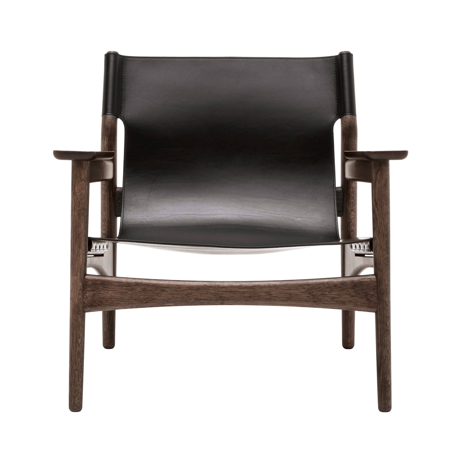 Kinuta Lounge Chair N-LC02: Smoked Oak + Black Leather