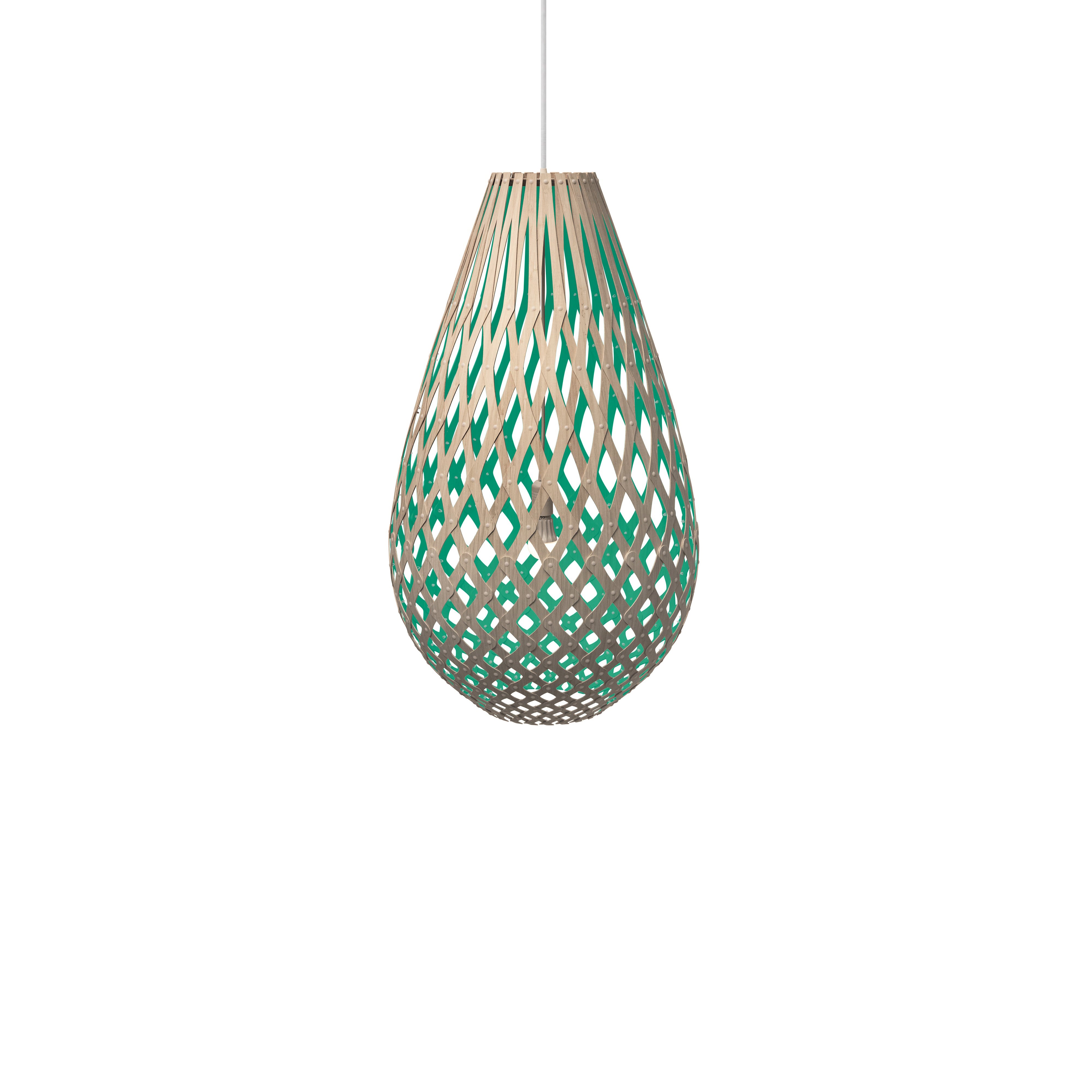 Kōura Pendant Light: Large + Bamboo + Aqua