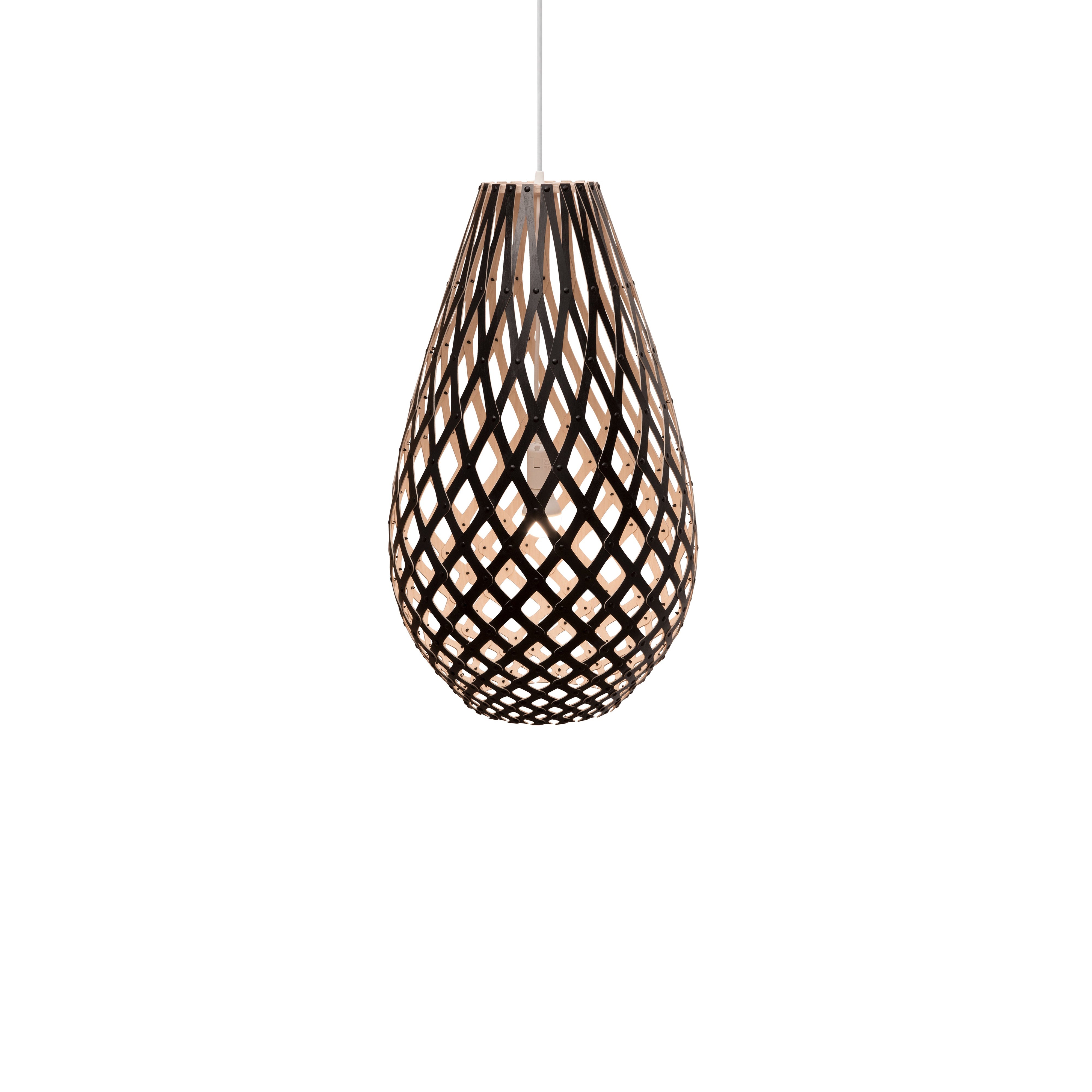 Kōura Pendant Light: Large + Black + Bamboo