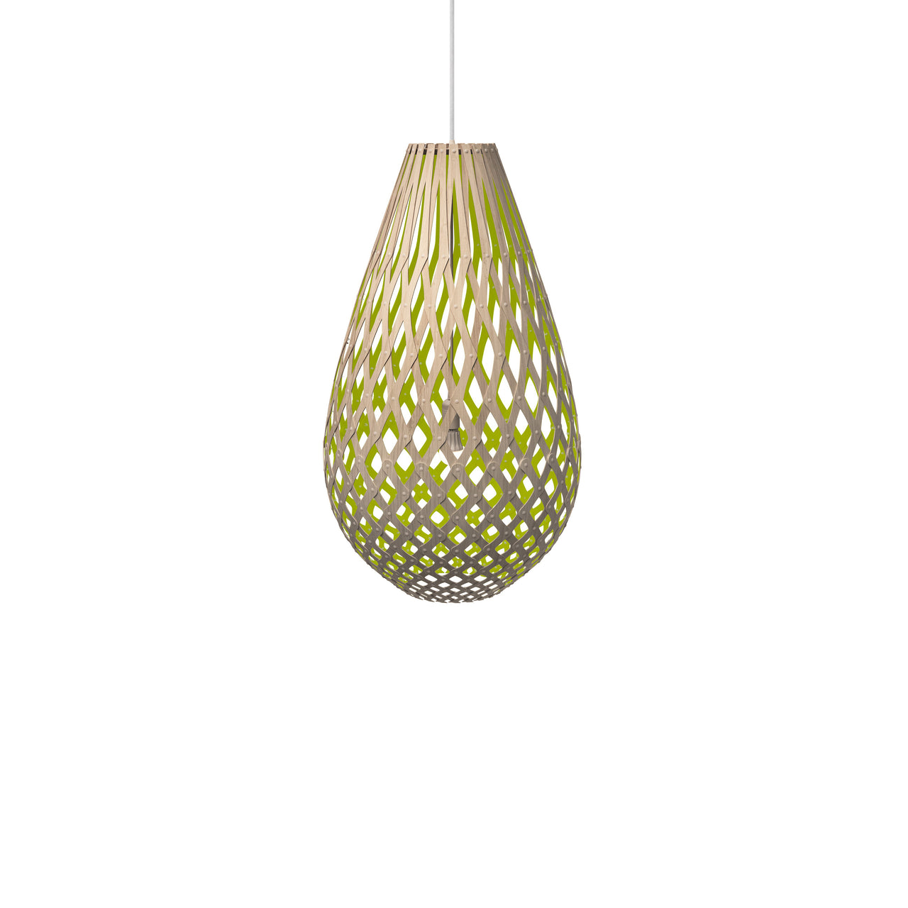 Kōura Pendant Light: Large + Bamboo + Lime