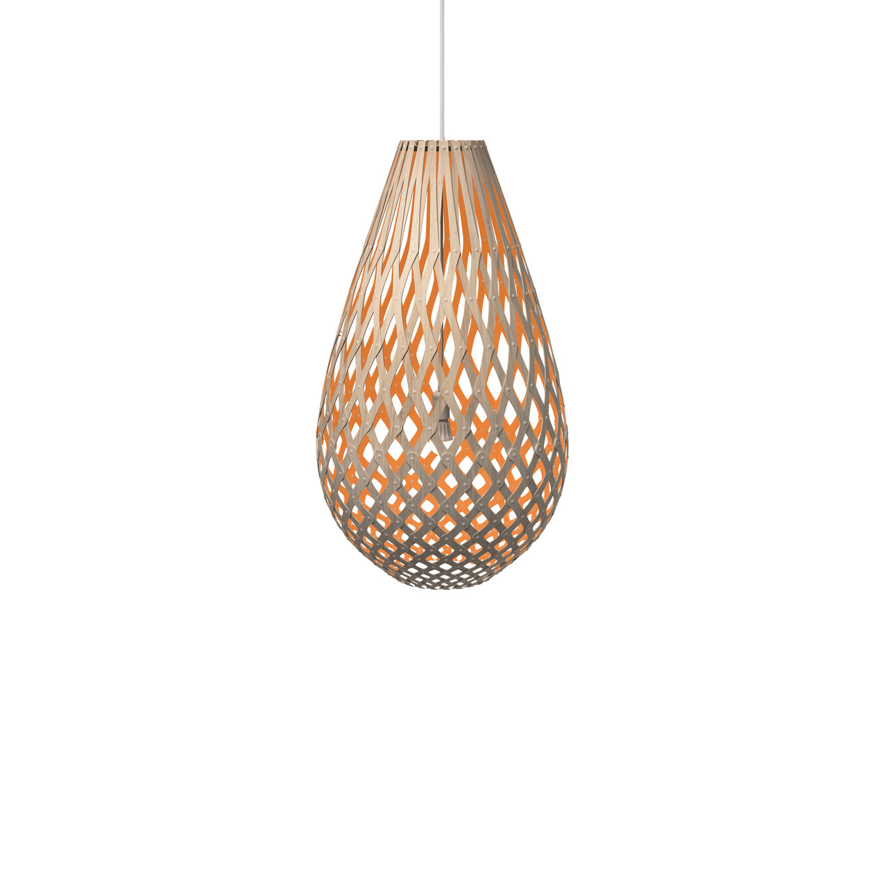 Kōura Pendant Light: Large + Bamboo + Orange
